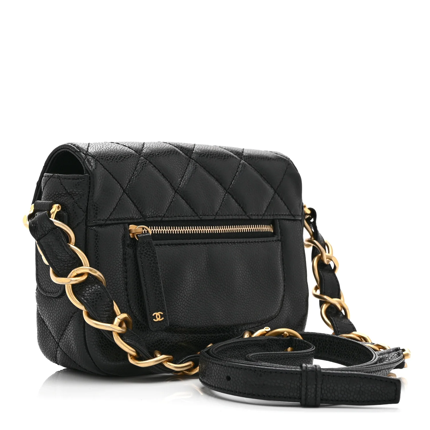Caviar Quilted Mini Chain Flap Black - Top Club