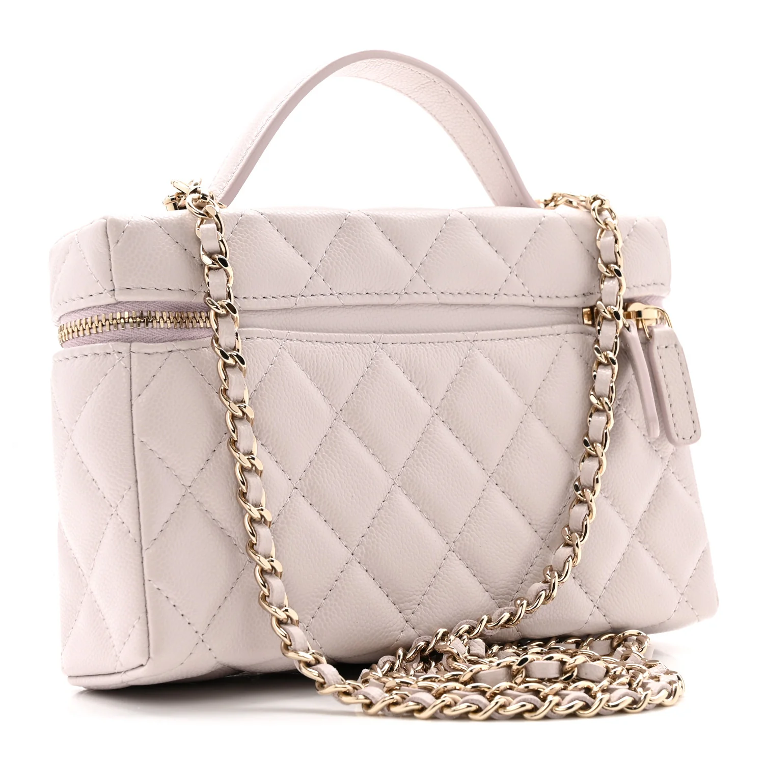 Caviar Quilted Top Handle Slim Vanity With Chain Light Purple - Top Club