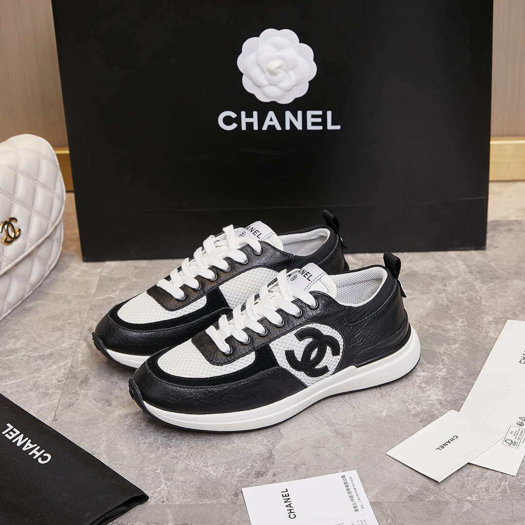 Chanel G46076 Women 24B Trainers Grained Calfskin Black   White C91290 - Sneaker Replica Workshop