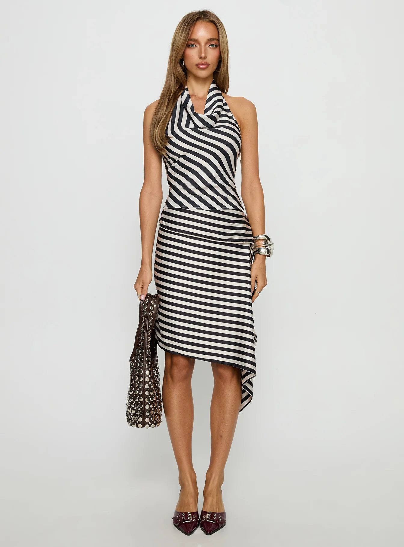 Allure Midi Skirt Noir Stripe