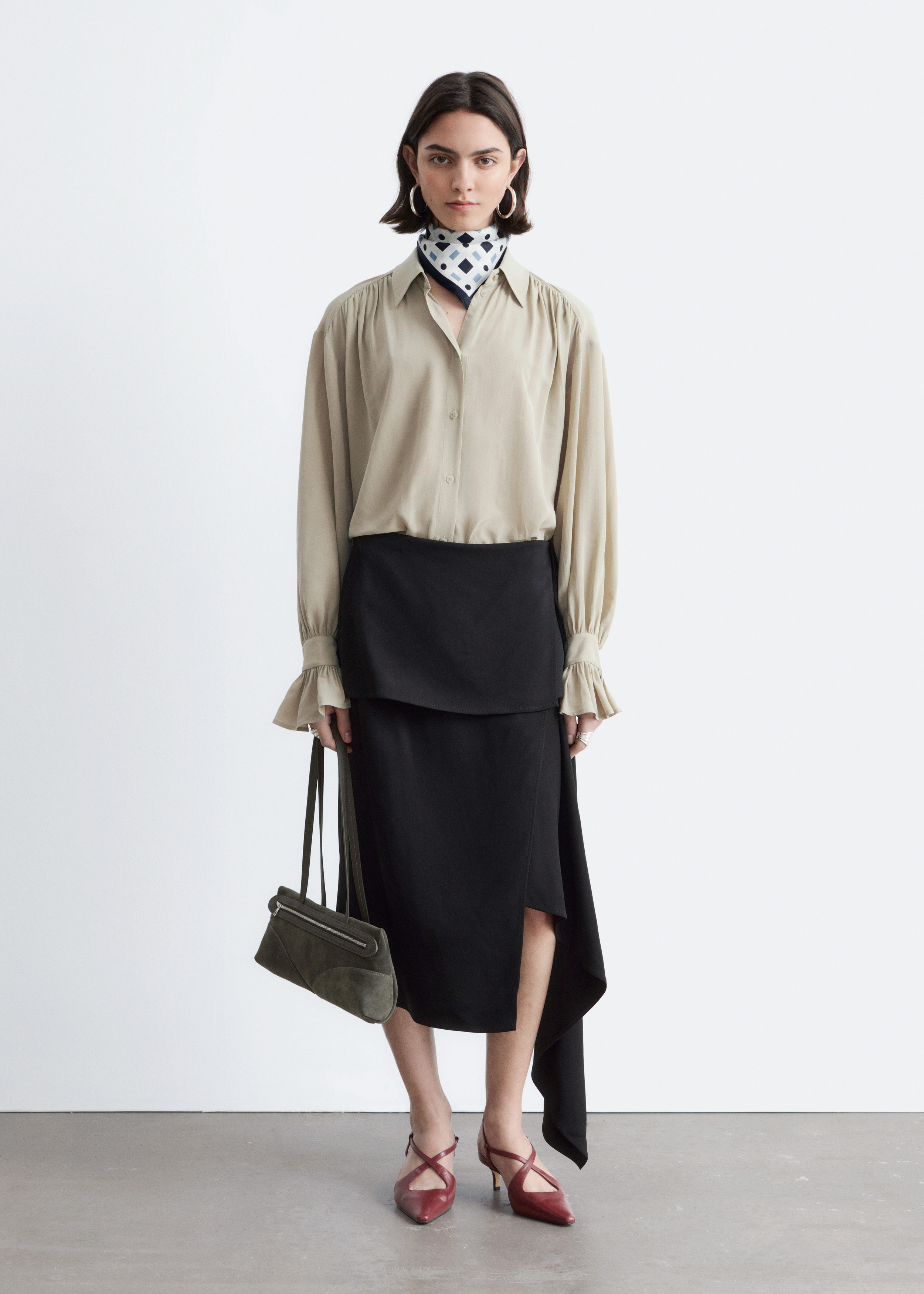 & Other Stories TIE-BACK GATHERED BLOUSE