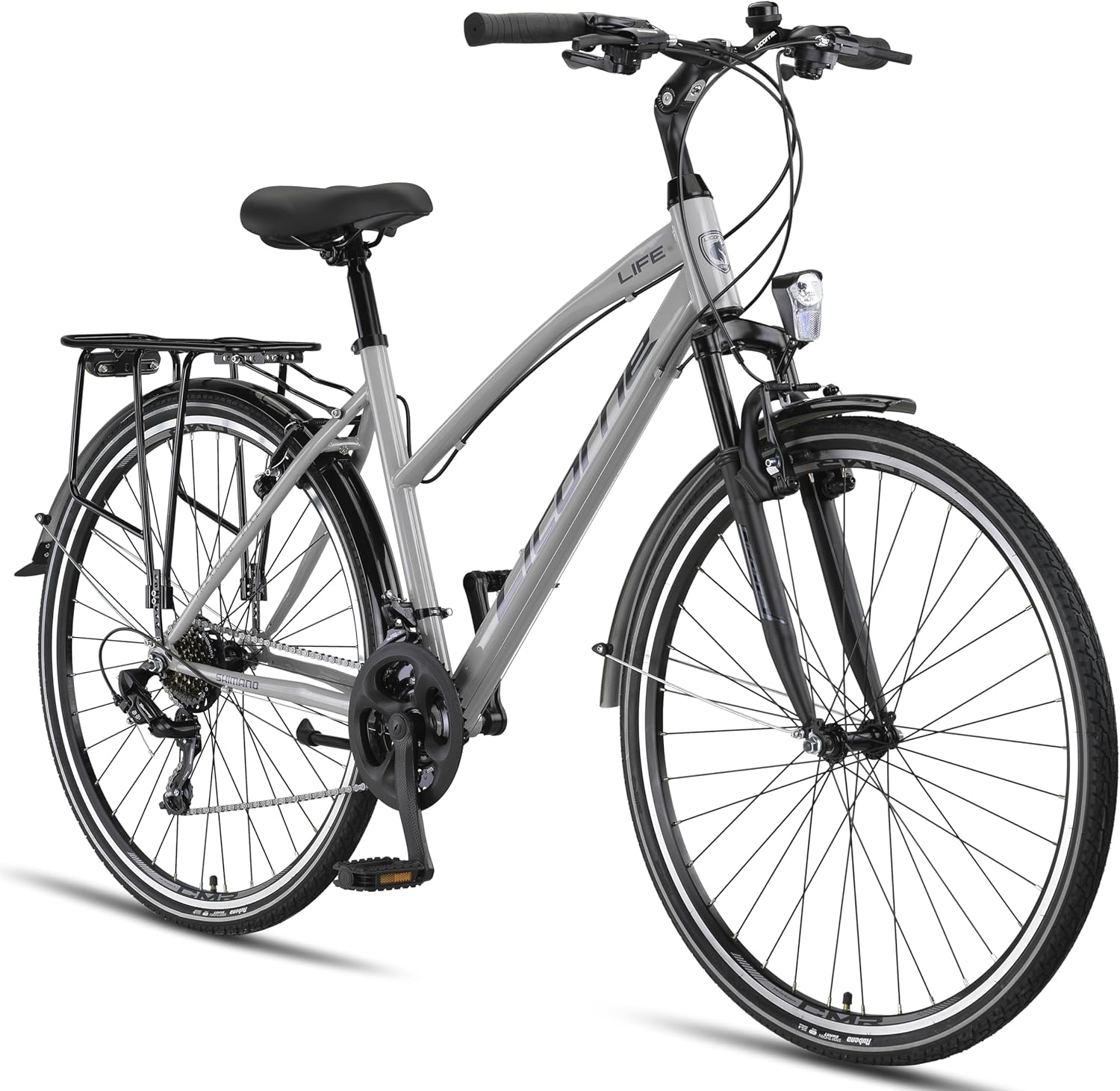 Licorne Bike Bicicletta da trekking Premium da 28 pollici, adatta a uomini, donne, ragazzi e ragazze, con cambio Shimano a 21 marce, L-V-ATB