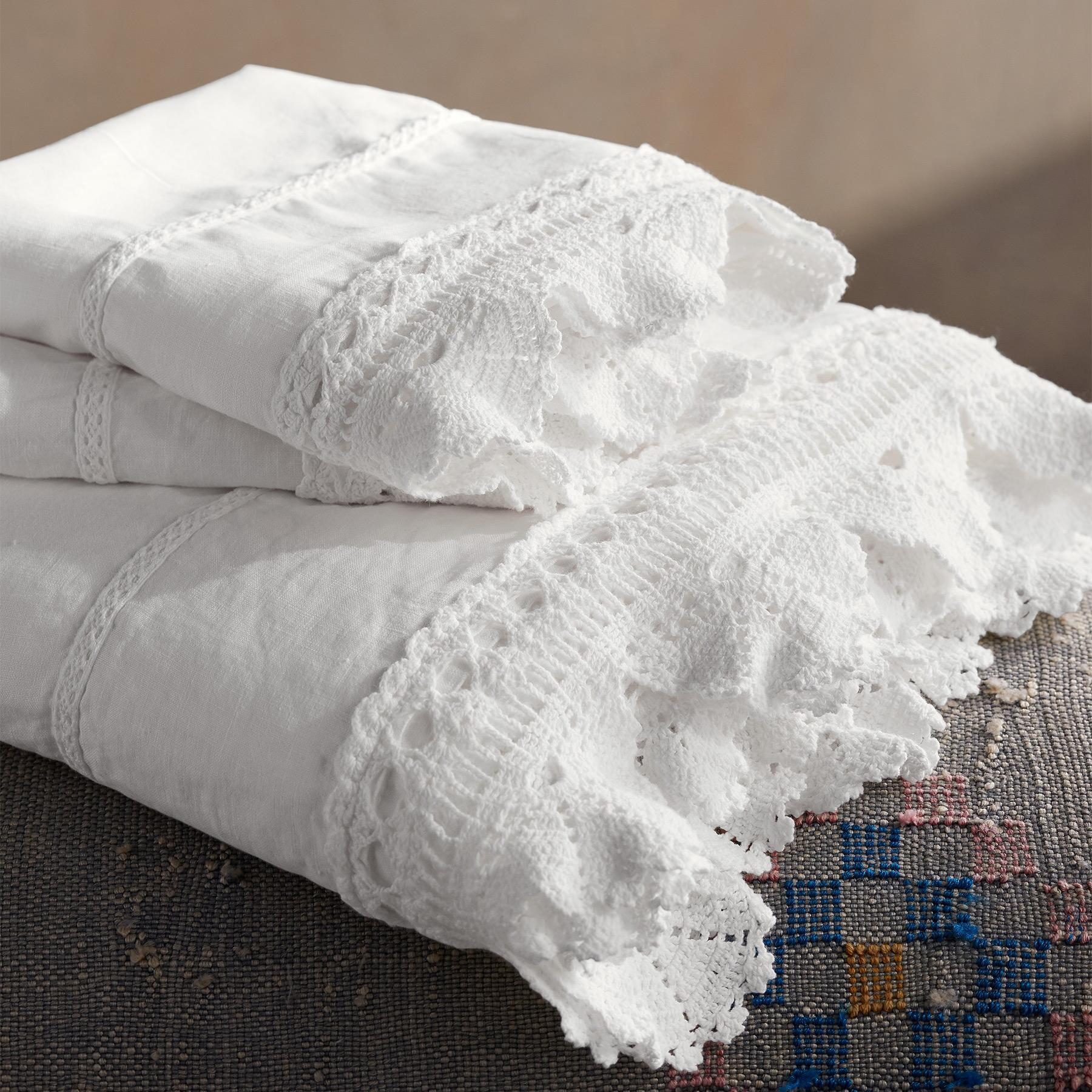 Gossamer Linen Crochet Flat Sheet - Sundance Living