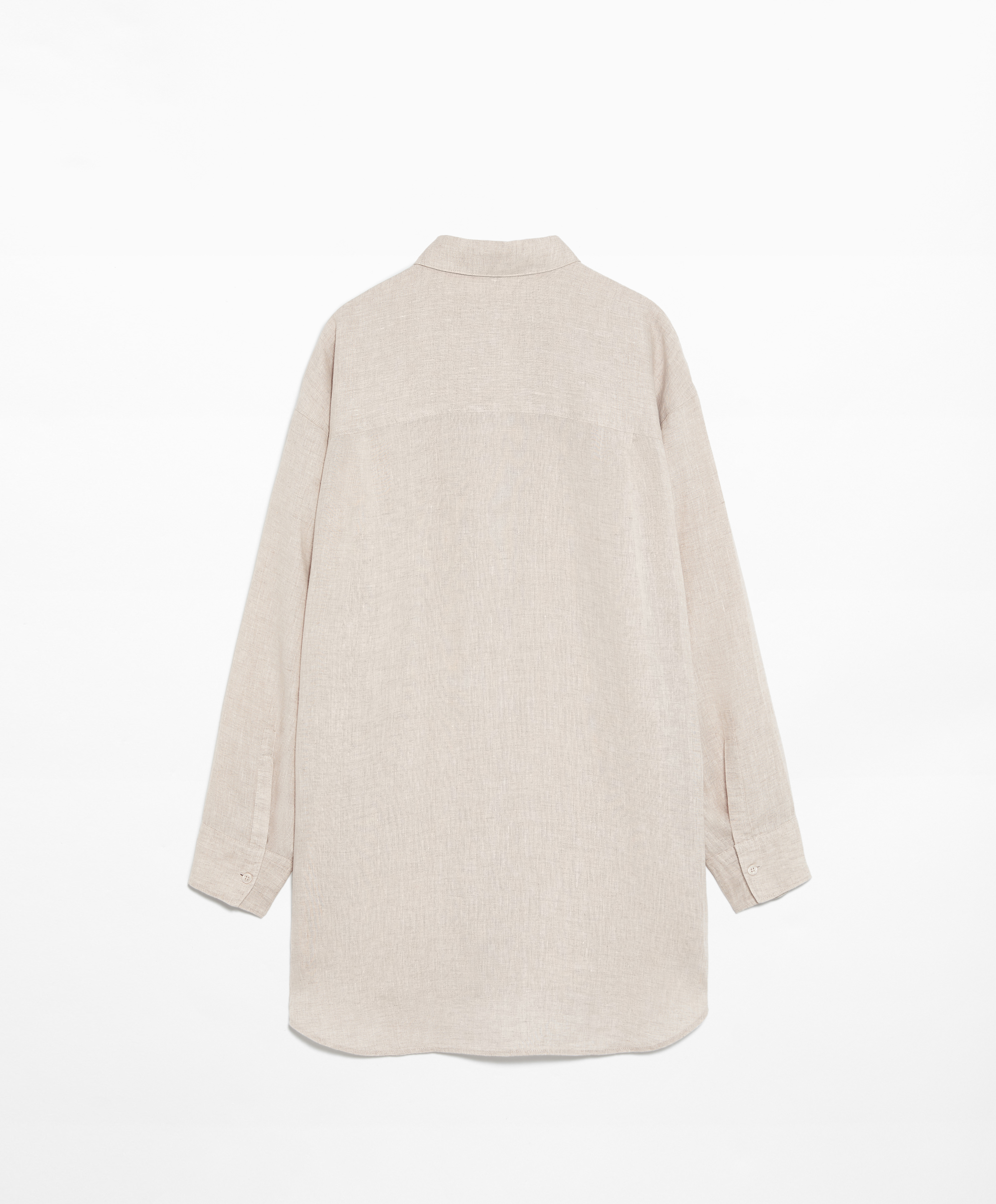 OYSHO Oversize long-sleeved 100% linen shirt
