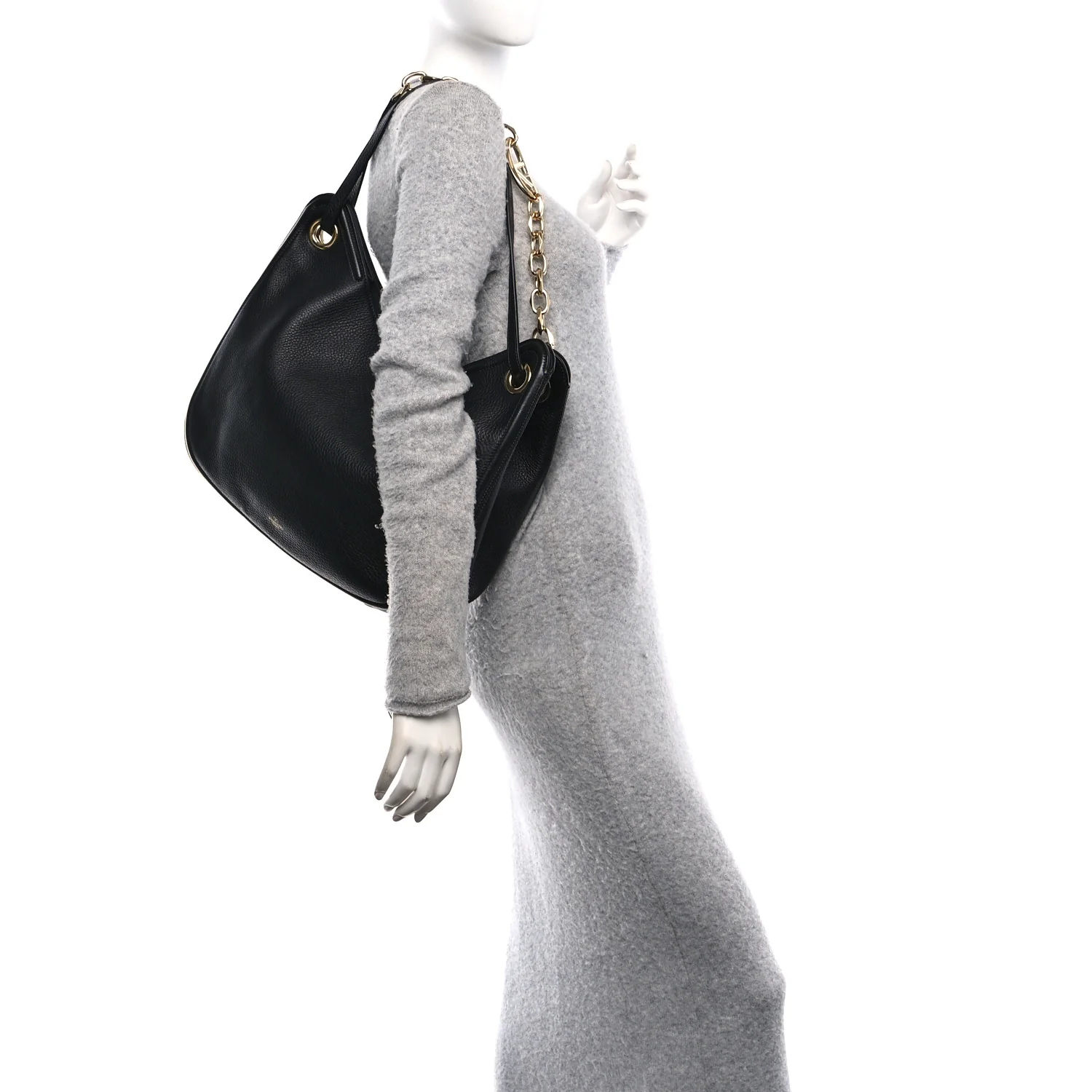 Nappa Maxi Vlogo Gate Hobo Bag Black - Top Club