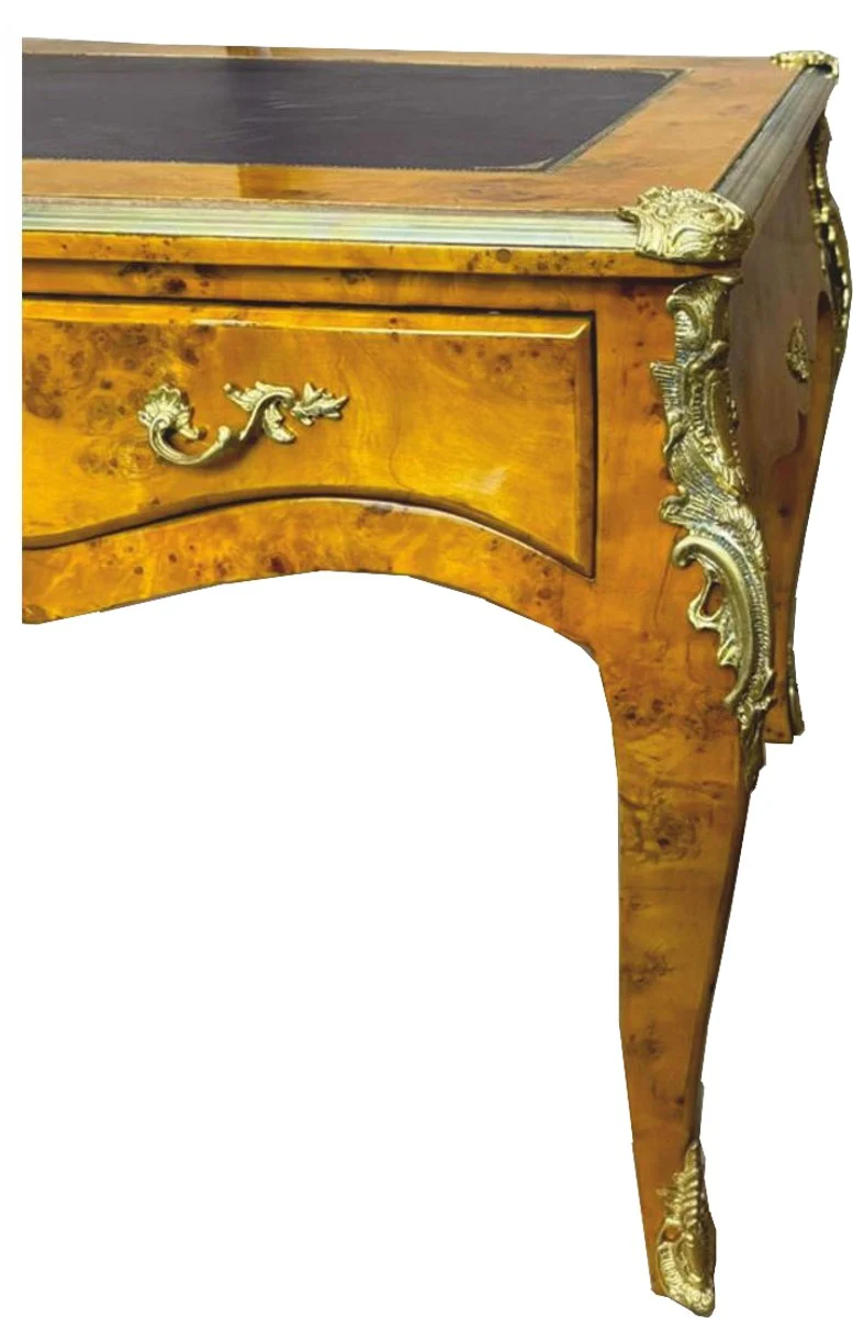 Baroque desk bird's eye maple / gold 160 cm - Baroque office furniture