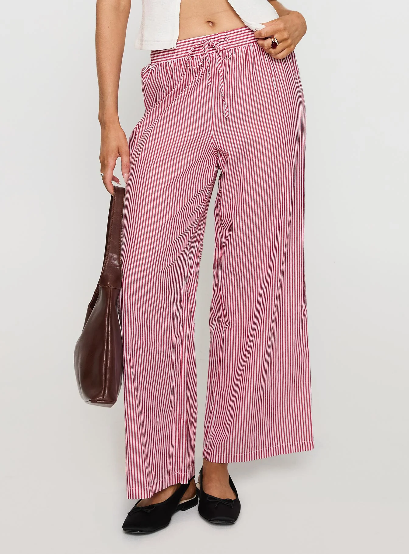 Holiday Tie Front Pants Red/White Stripe