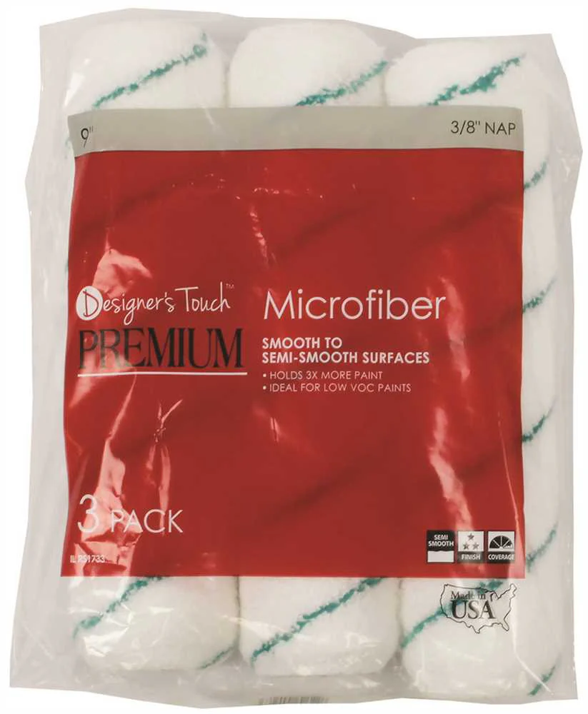 Designer Touch&trade; Premium Roller Cover, Microfiber, 9 In. X 3-8 In. Nap, 3 Per Pack - CPC Painting, Inc.
