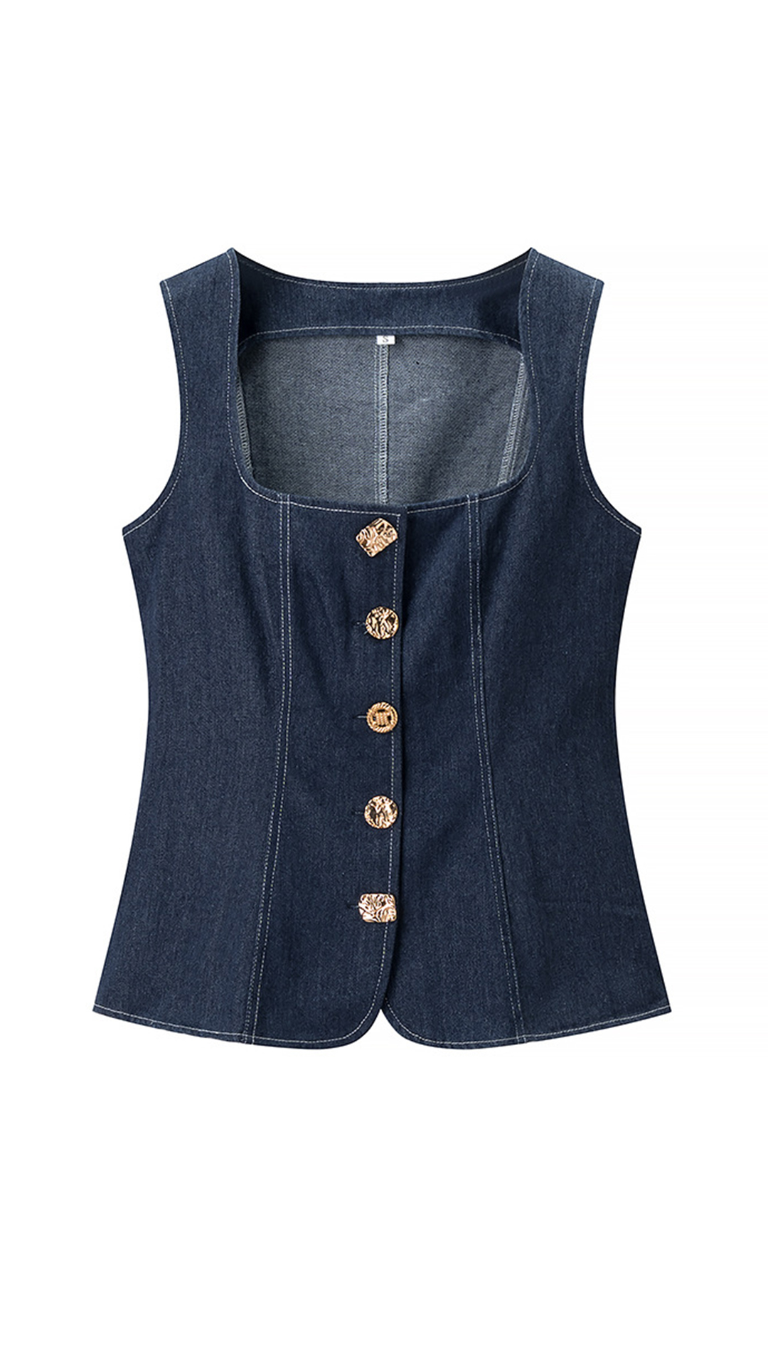Women's Denim Square-Neck Fitted Waist Vest & Straight-Leg Pants Set - Nordfashionstorm - Women's Clothing, Fashion for You - Nordfashionstorm.com