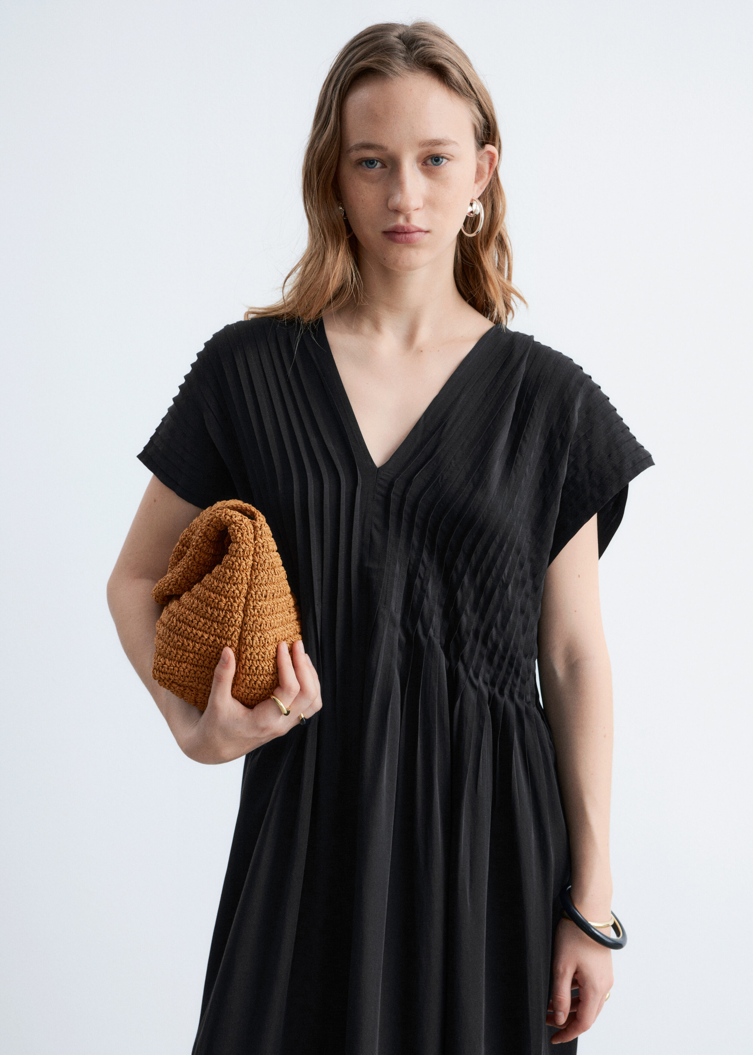 & Other Stories PLEATED DOLMAN MIDI DRESS