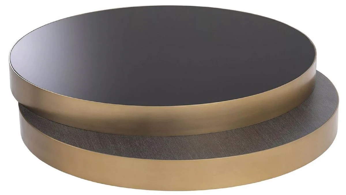 Luxury coffee table brass / black / black gray 140 x 120 x H. 28.5 cm - Modern living room table - Living room furniture - Luxury quality