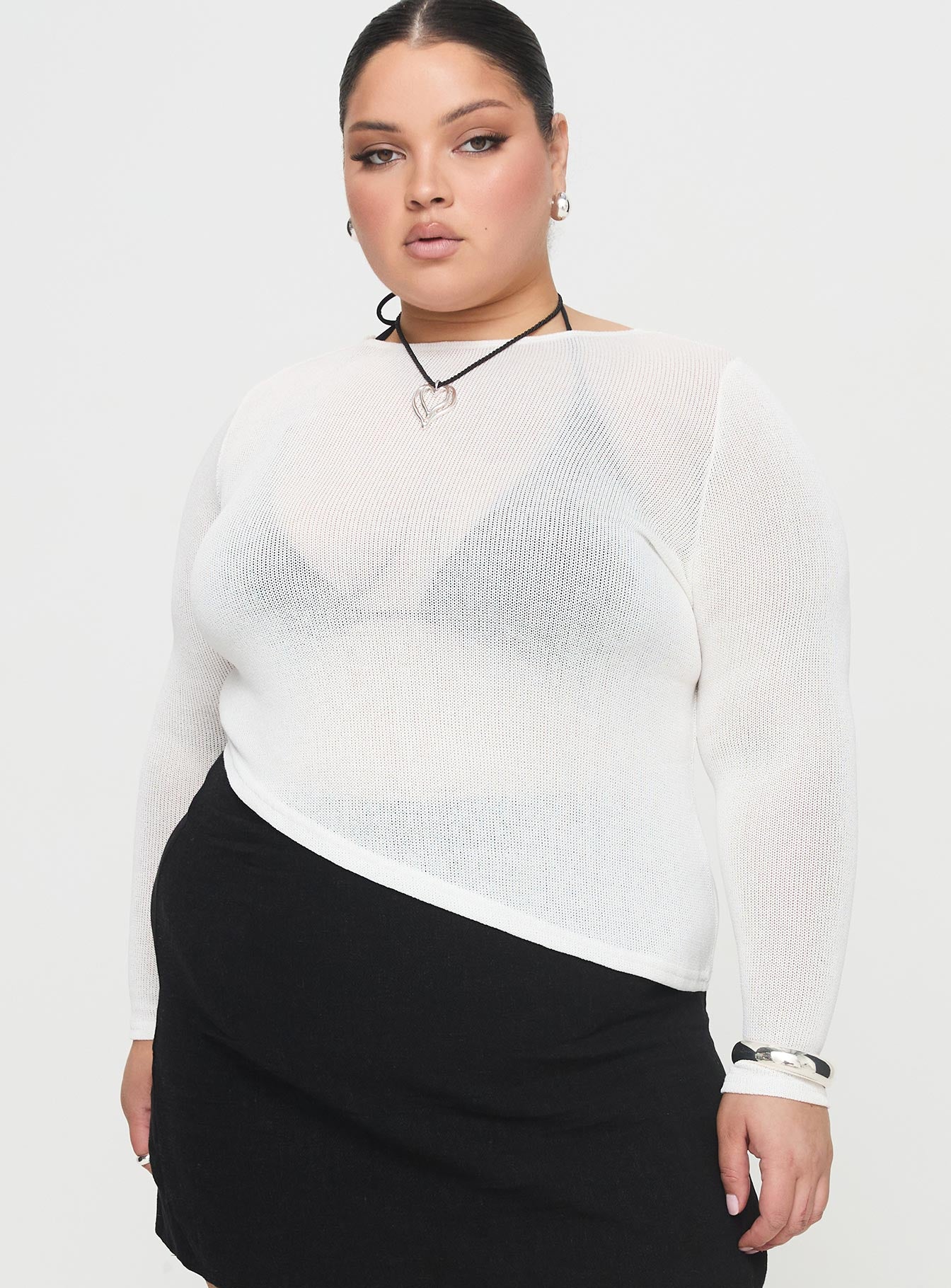 Pratt Long Sleeve Top White Curve