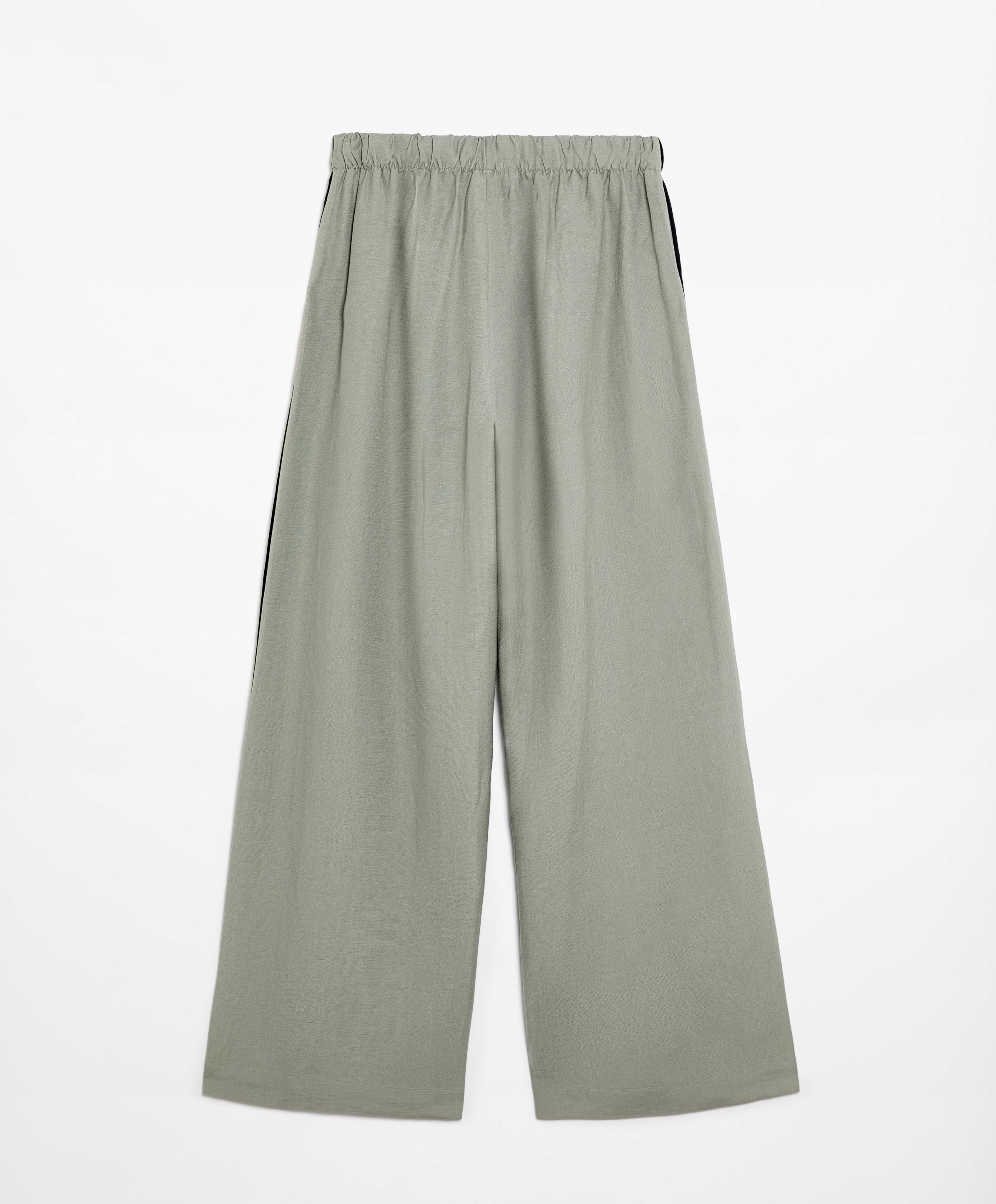 OYSHO Trousers with linen appliqué along the sides