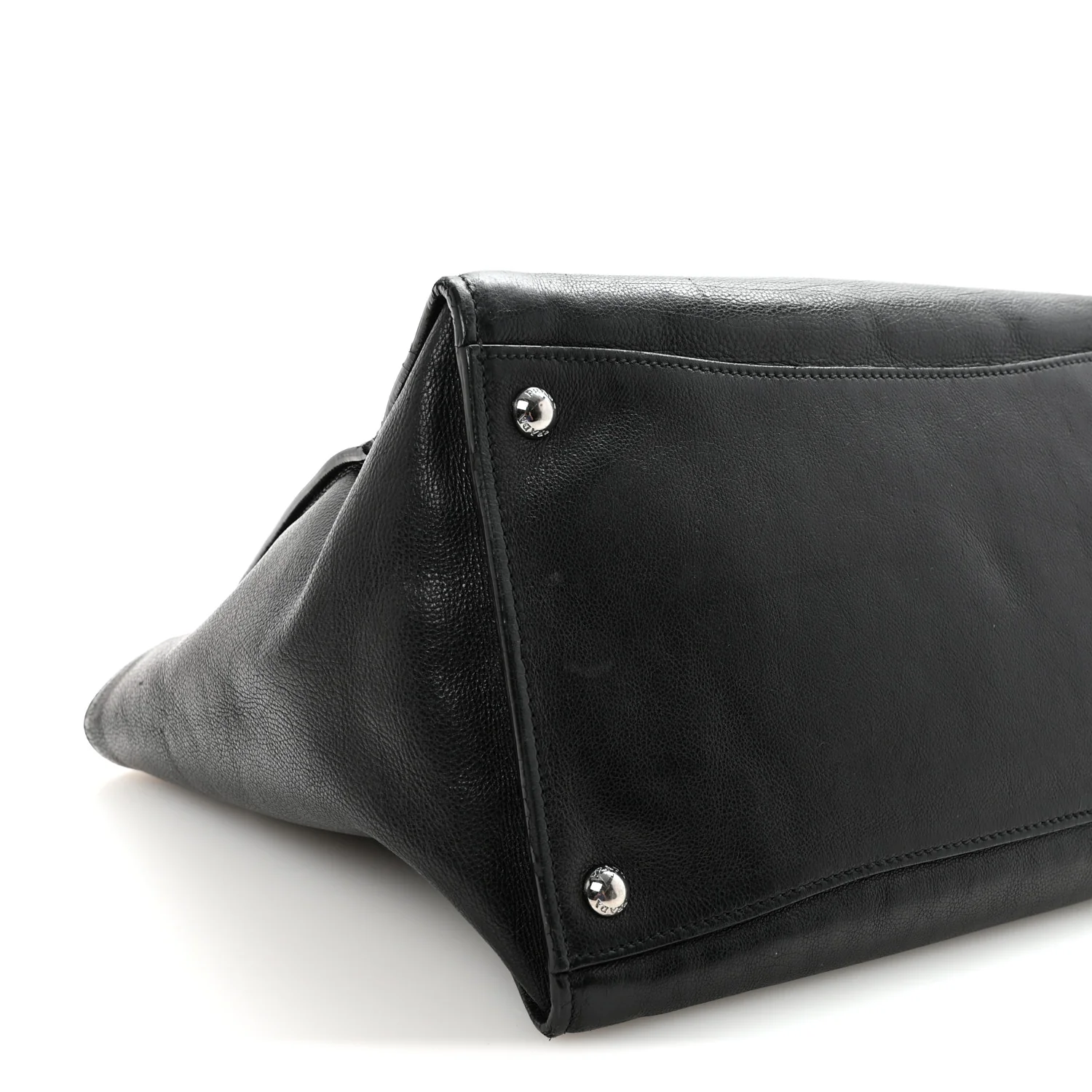 Glace Calf Twin Pocket Tote Black - Top Club