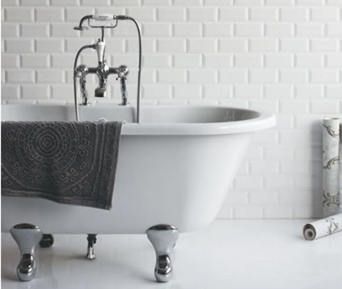 Art Nouveau bathtub natural stone freestanding 1700mm BBlan white - freestanding retro antique bathtub