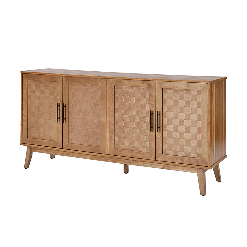 Horace 63" Wide Sideboard with Maple Veneer Woven Cabinet Doors