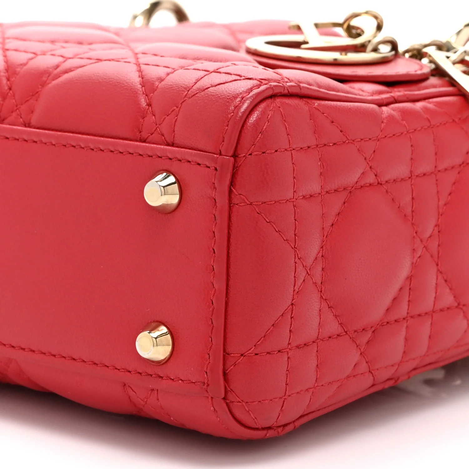 Lambskin Cannage Mini Lady Dior Red - Top Club