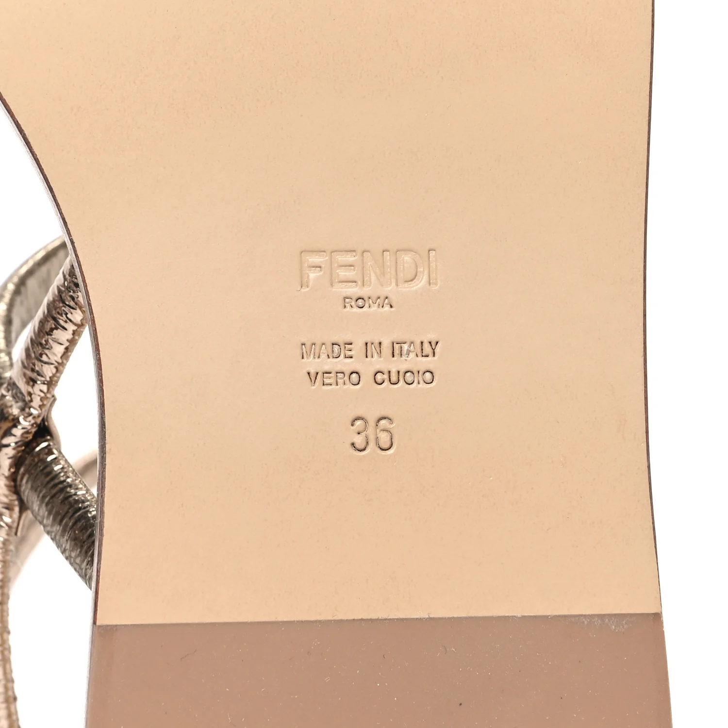 Metallic Nappa Fendi O'Lock Gladiator Flat Sandals 36 Argento Stagno Champagne - Top Club
