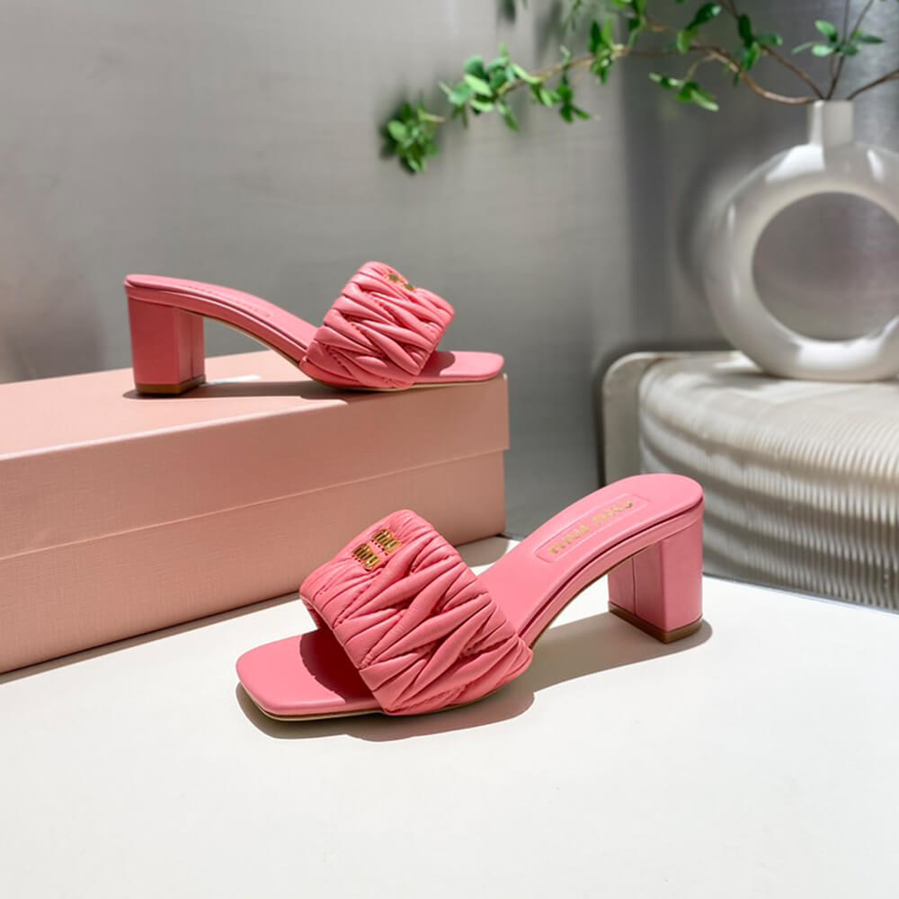 MiuMiu Matelass?? nappa leather slides - Top Club