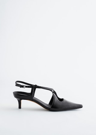 & Other Stories CRISS-CROSS LEATHER SLINGBACK PUMPS
