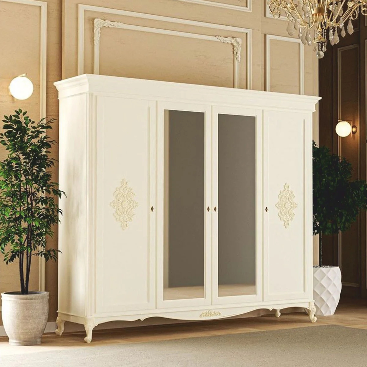 Luxury Baroque Bedroom Cabinet Cream 248 cm - Baroque Bedroom Furniture