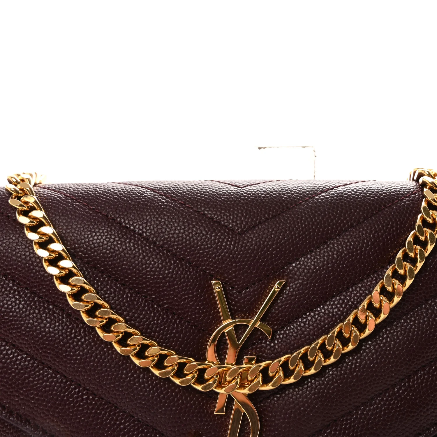 Grain De Poudre Matelasse Chevron Monogram Chain Wallet Rouge Legion - Top Club