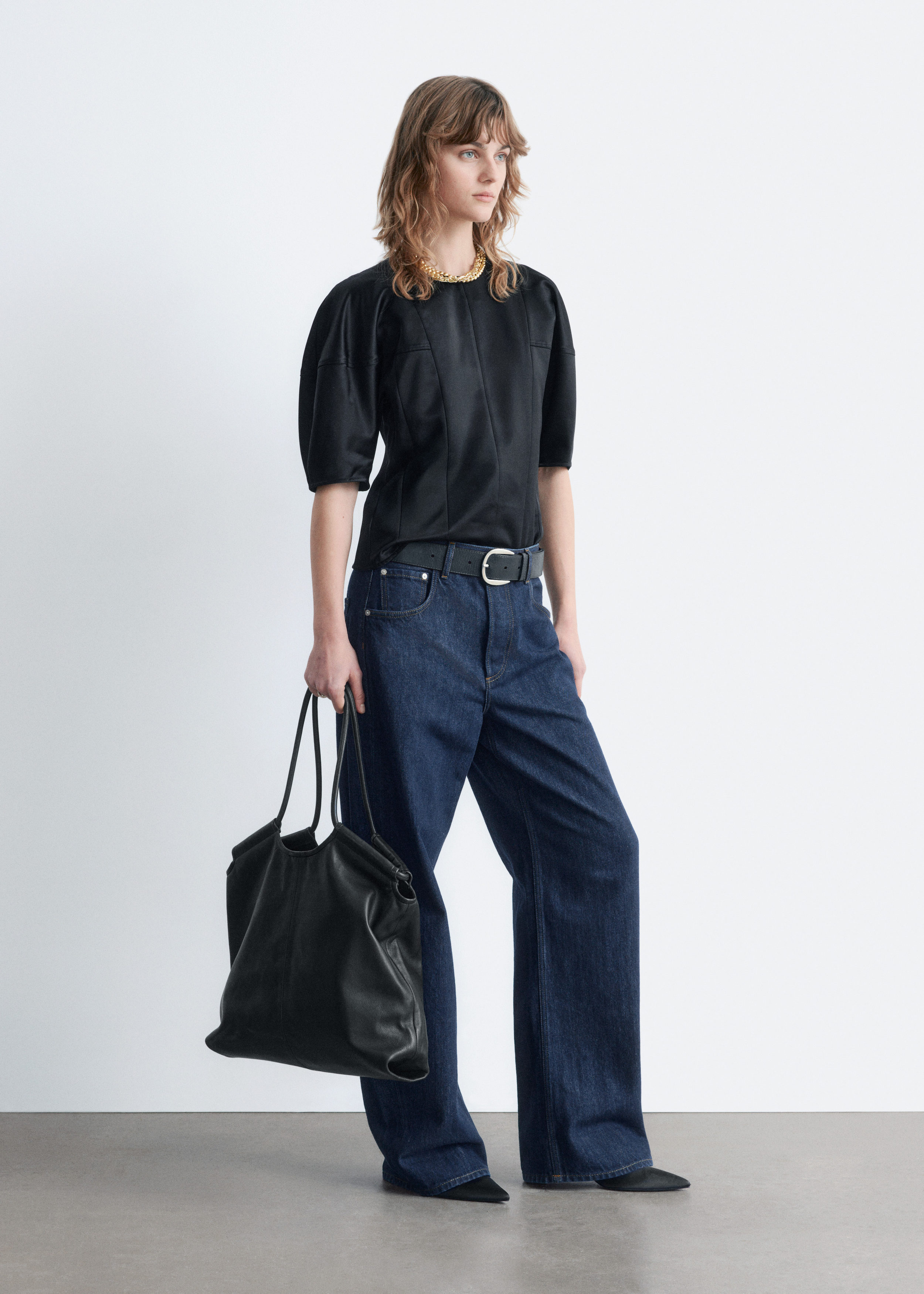 & Other Stories SATIN PUFF-SLEEVE TOP