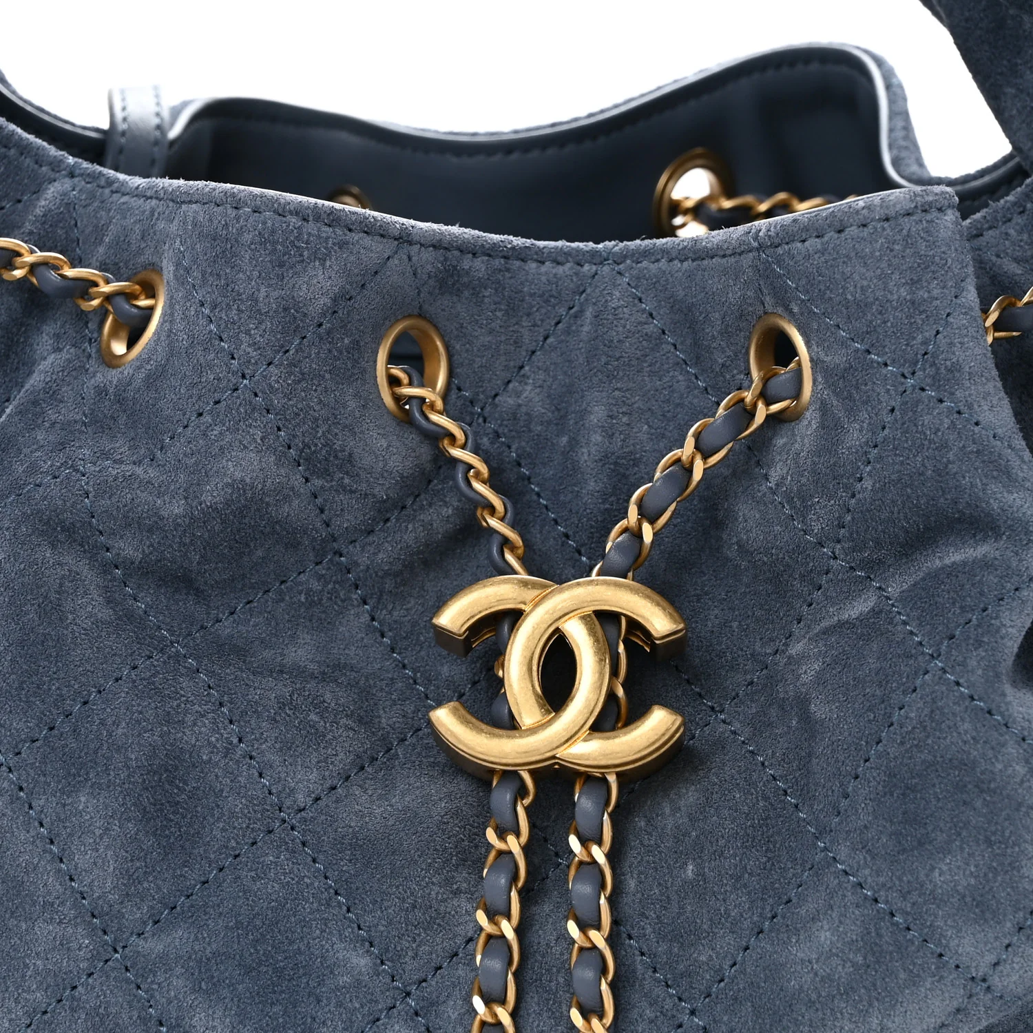 Suede Quilted Medium Chanel 25 Handbag Blue - Top Club