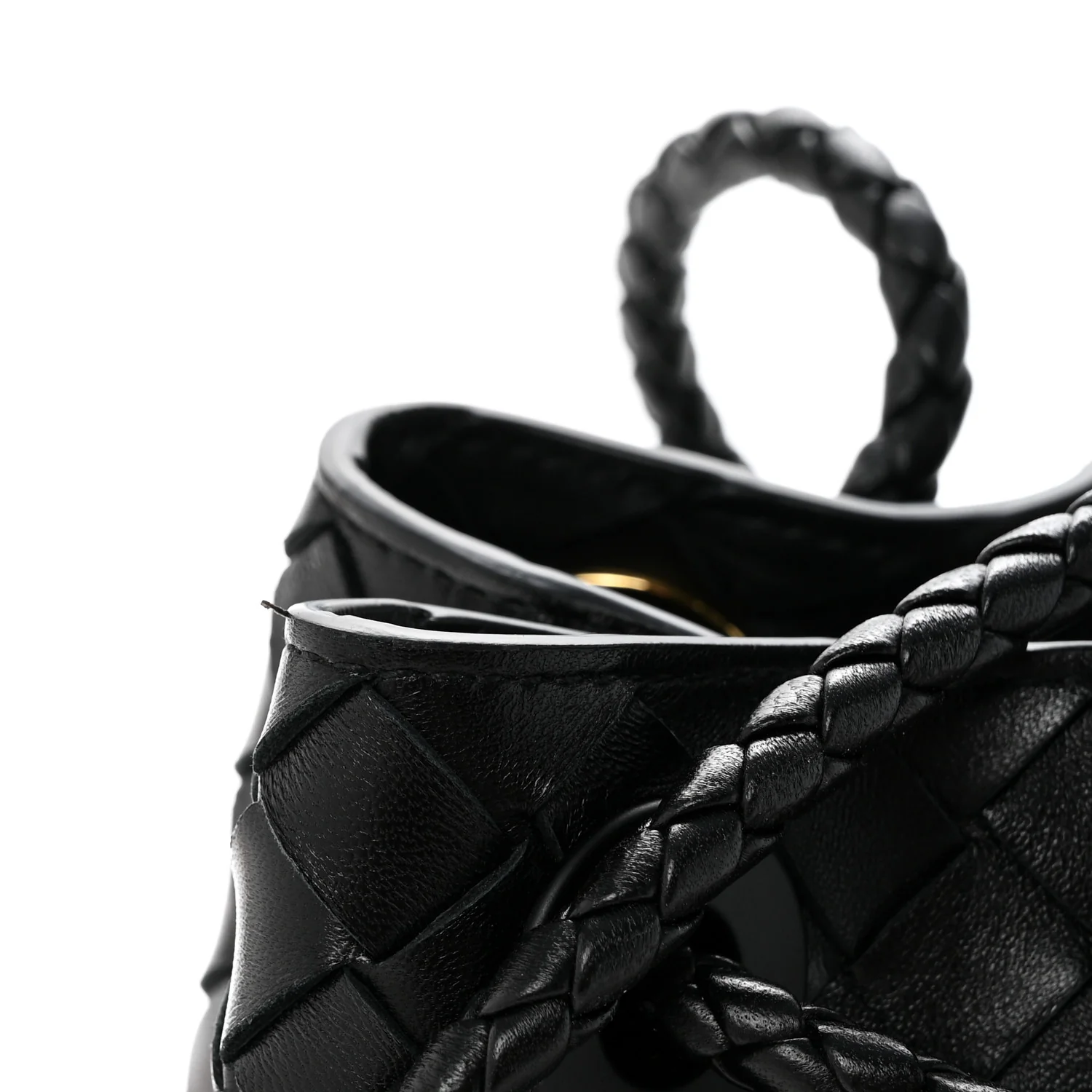Nappa Intrecciato Small East West Andiamo Shoulder Bag Black - Top Club