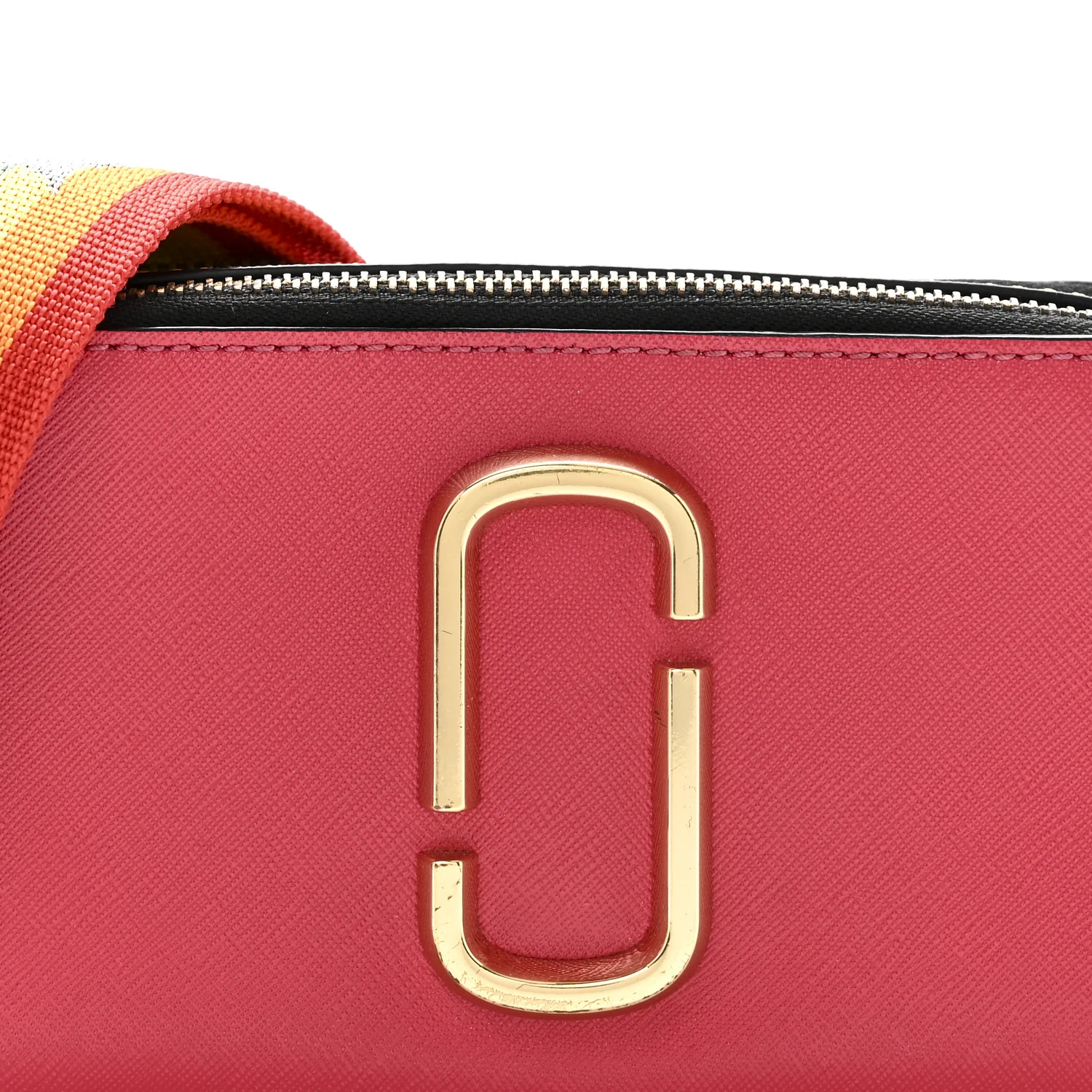 Saffiano Rainbow Strap Color Block Small Snapshot Camera Bag Pink Multicolor - Top Club