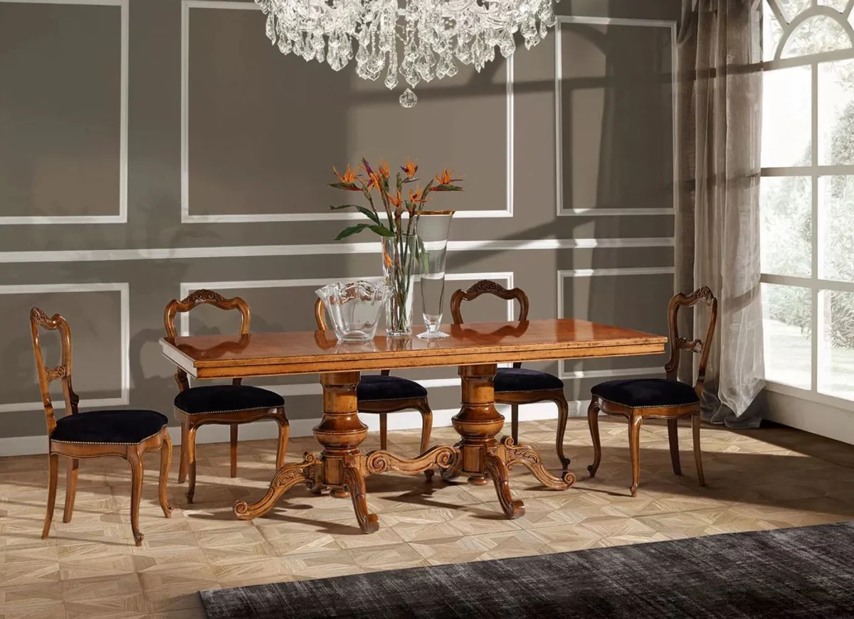Luxury Biedermeier Dining Room Chair Set Purple / Brown - Handmade Kitchen Chairs Set of 6 - Biedermeier Dining Room Furniture - Luxury Quality - Made in Italy