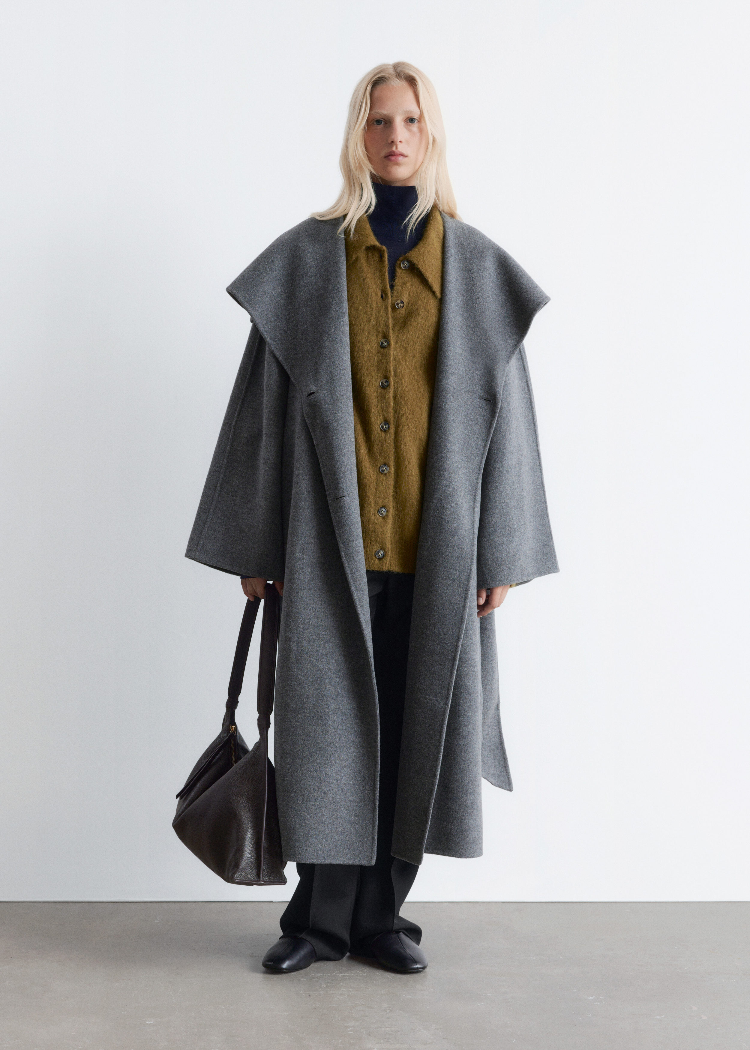 & Other Stories SHAWL-COLLAR WOOL MAXI COAT