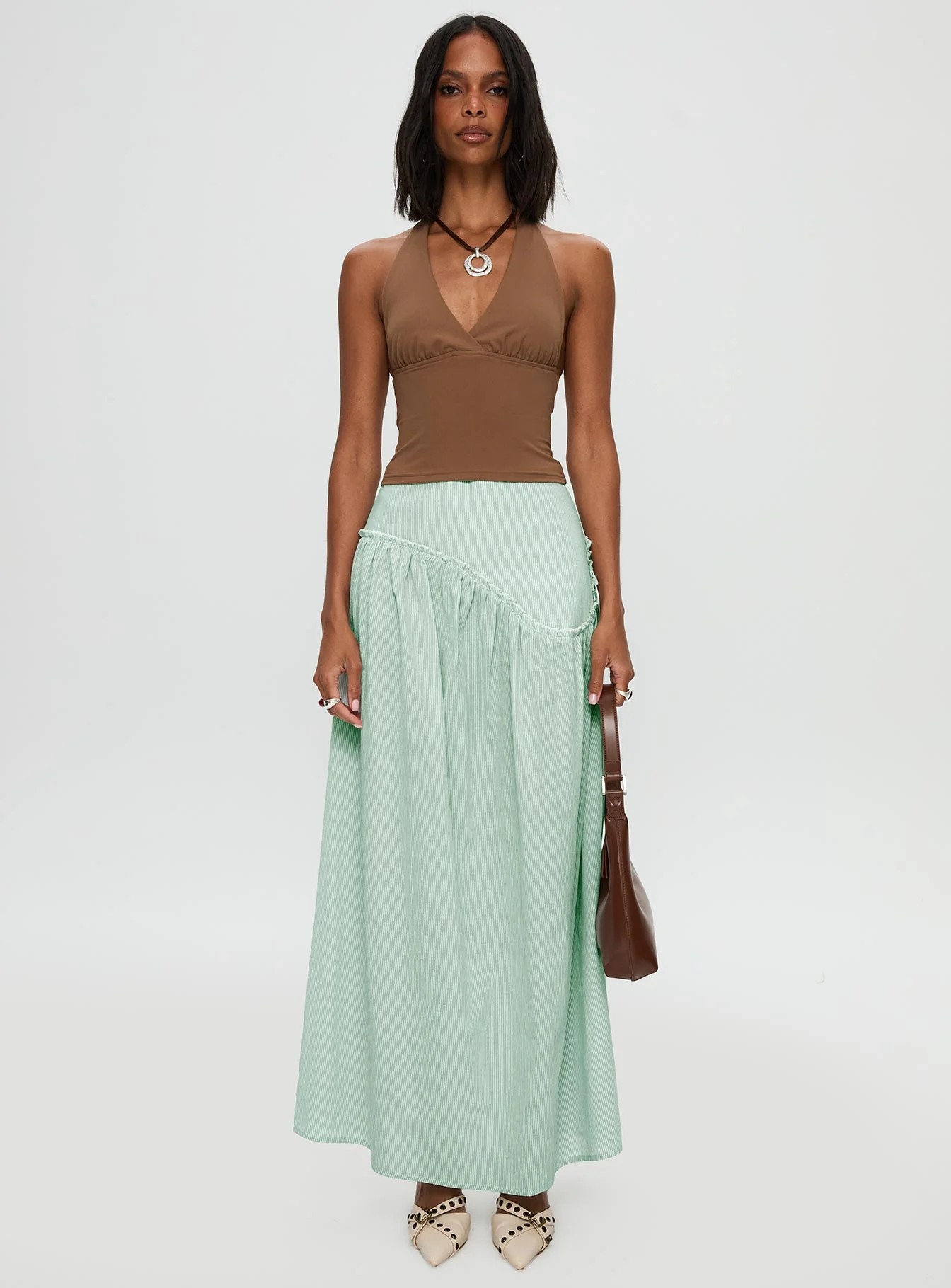 Yasemine Maxi Skirt Green / White