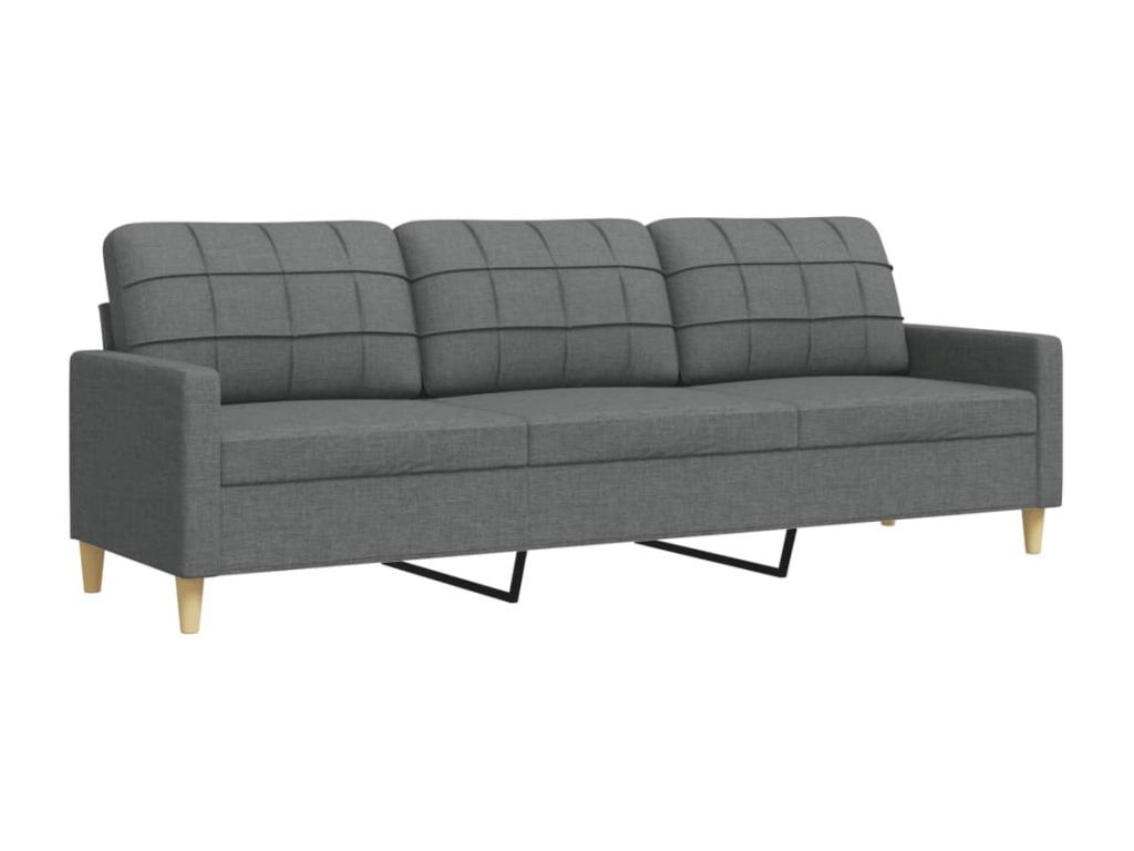 Sofá de 3 plazas de tela gris oscuro 210 cm