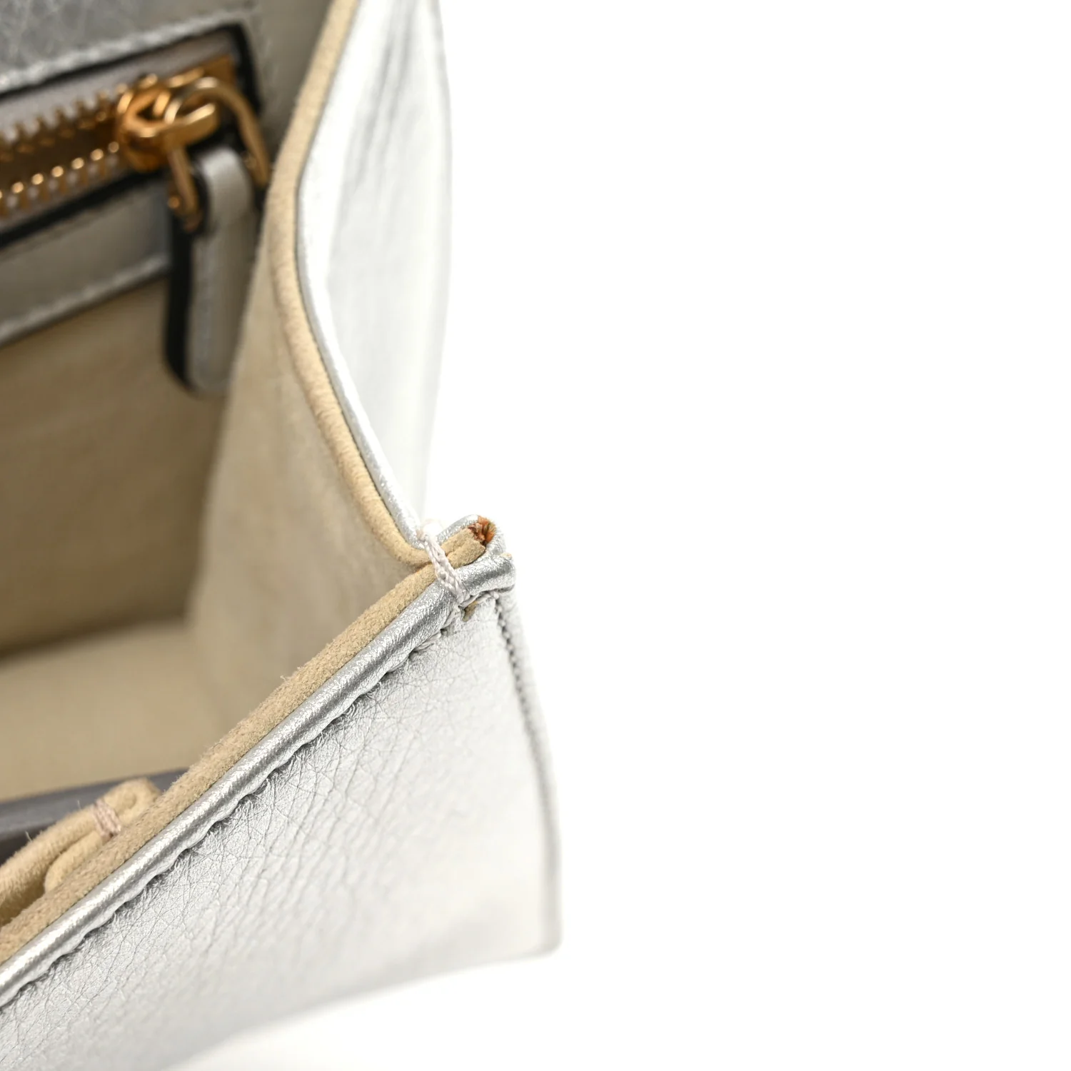 Metallic Grained Calfskin Diorama Wallet on Chain Pouch Silver - Top Club