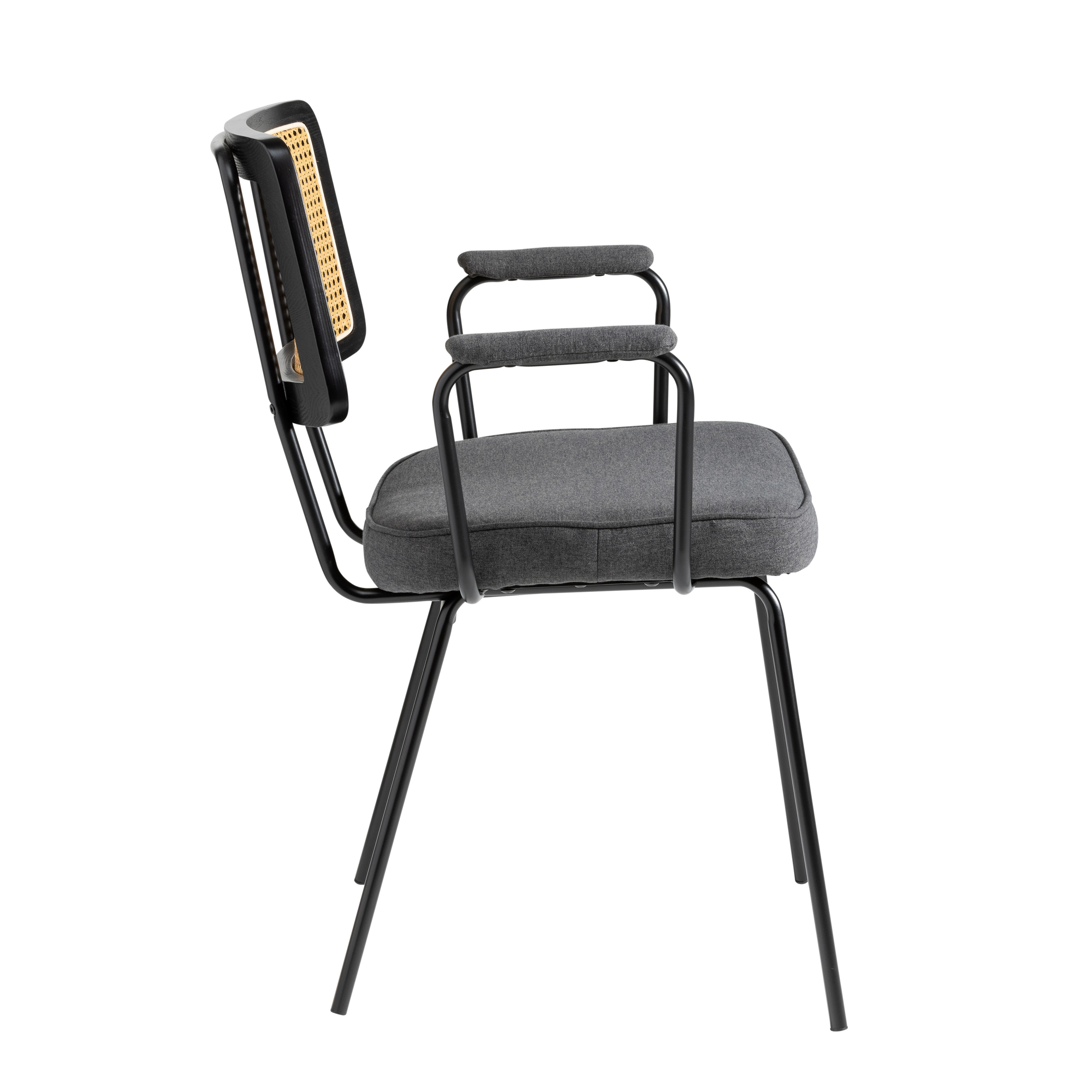 armstoel Kim wicker  stof PKB antraciet