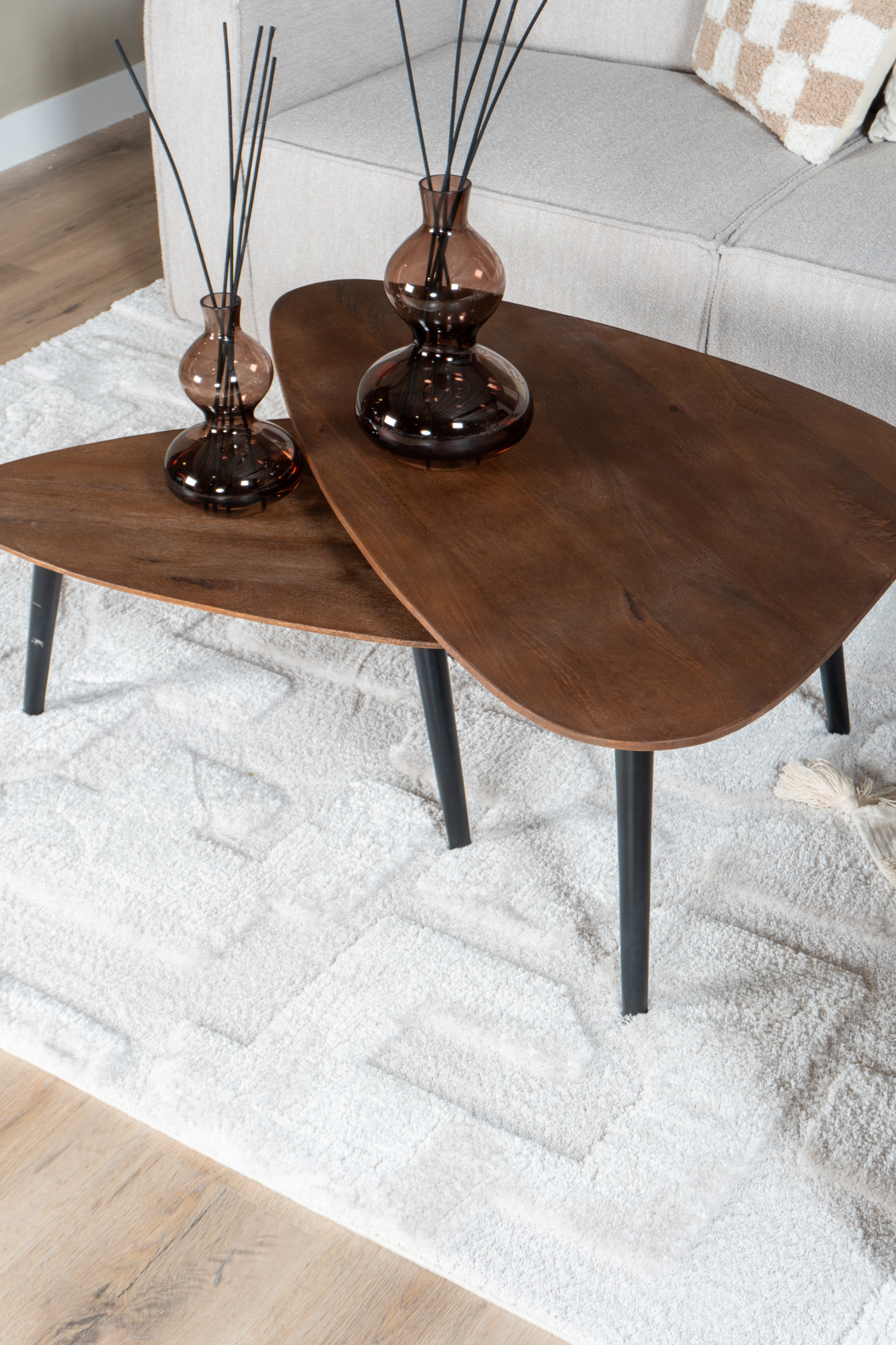 Salontafel Jamal - Espresso Mangohout - Set van 2