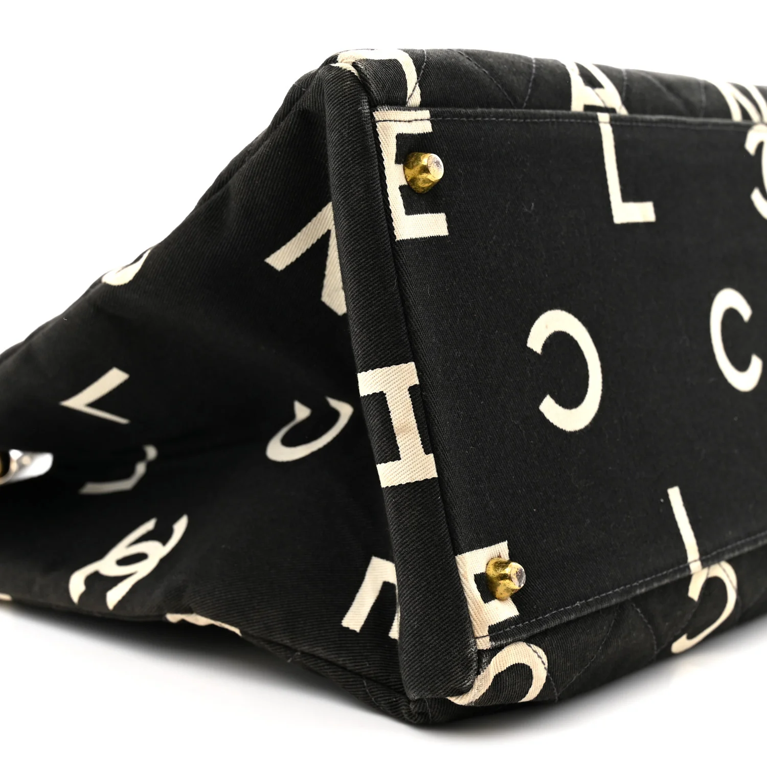 Canvas Printed Quilted Logo Tote Black White - Top Club
