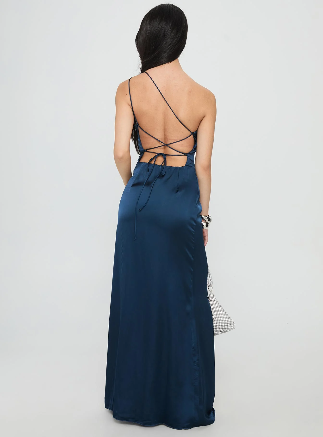 Kiss Of Life Satin Maxi Dress Navy