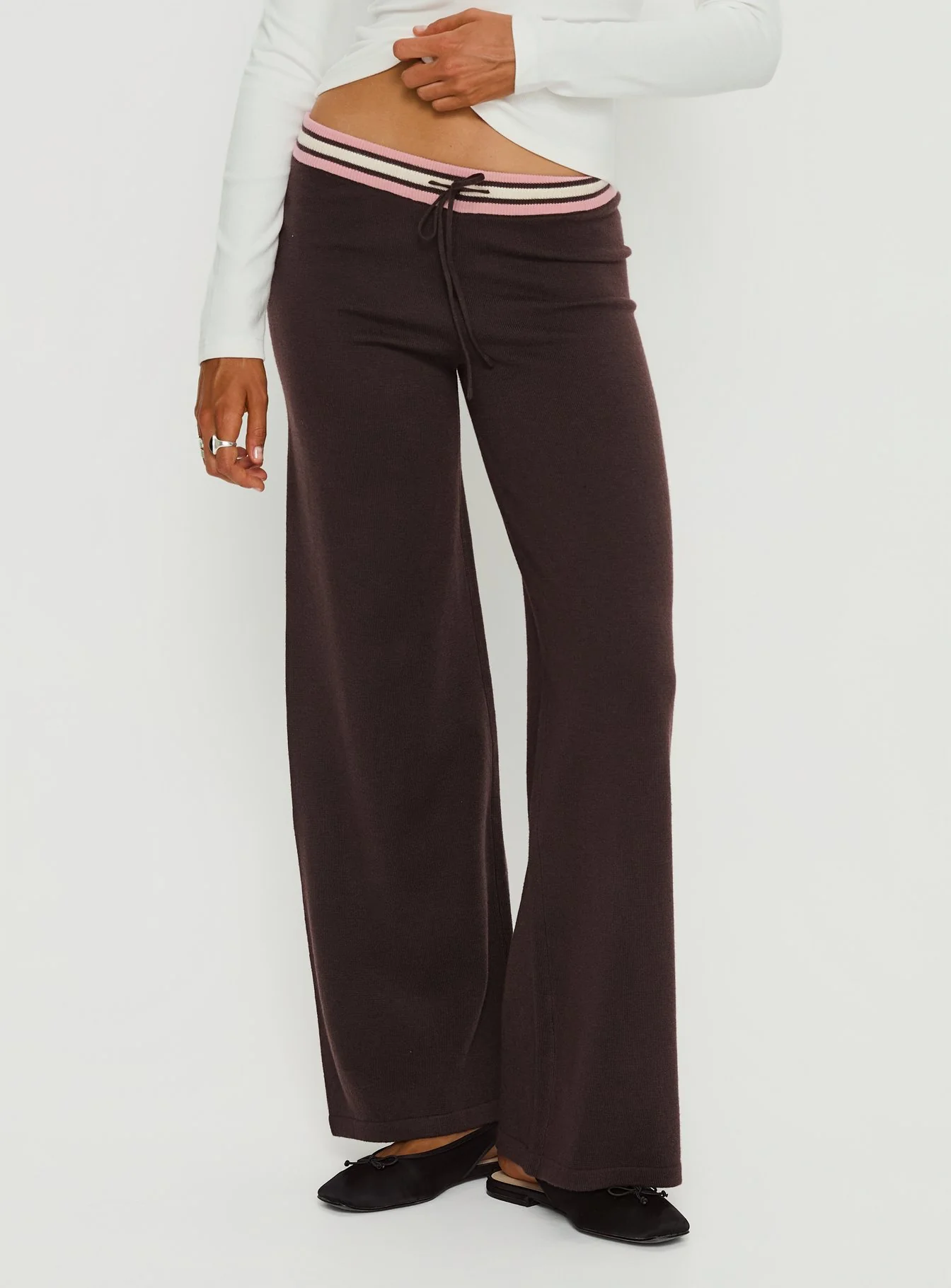 Felisha Low Waist Knit Pants Brown