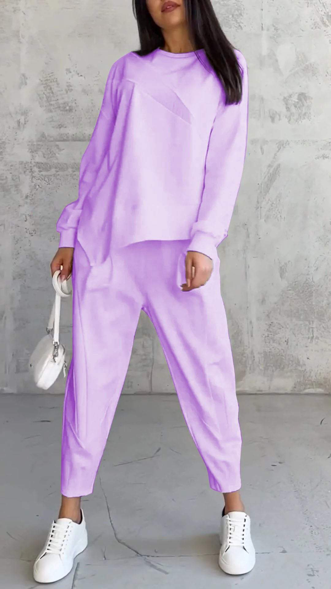 Women's Loose Crew Neck Long Sleeve Sweatshirt and Harem Pants Set - Nordfashionstorm - Women's Clothing, Fashion for You - Nordfashionstorm.com