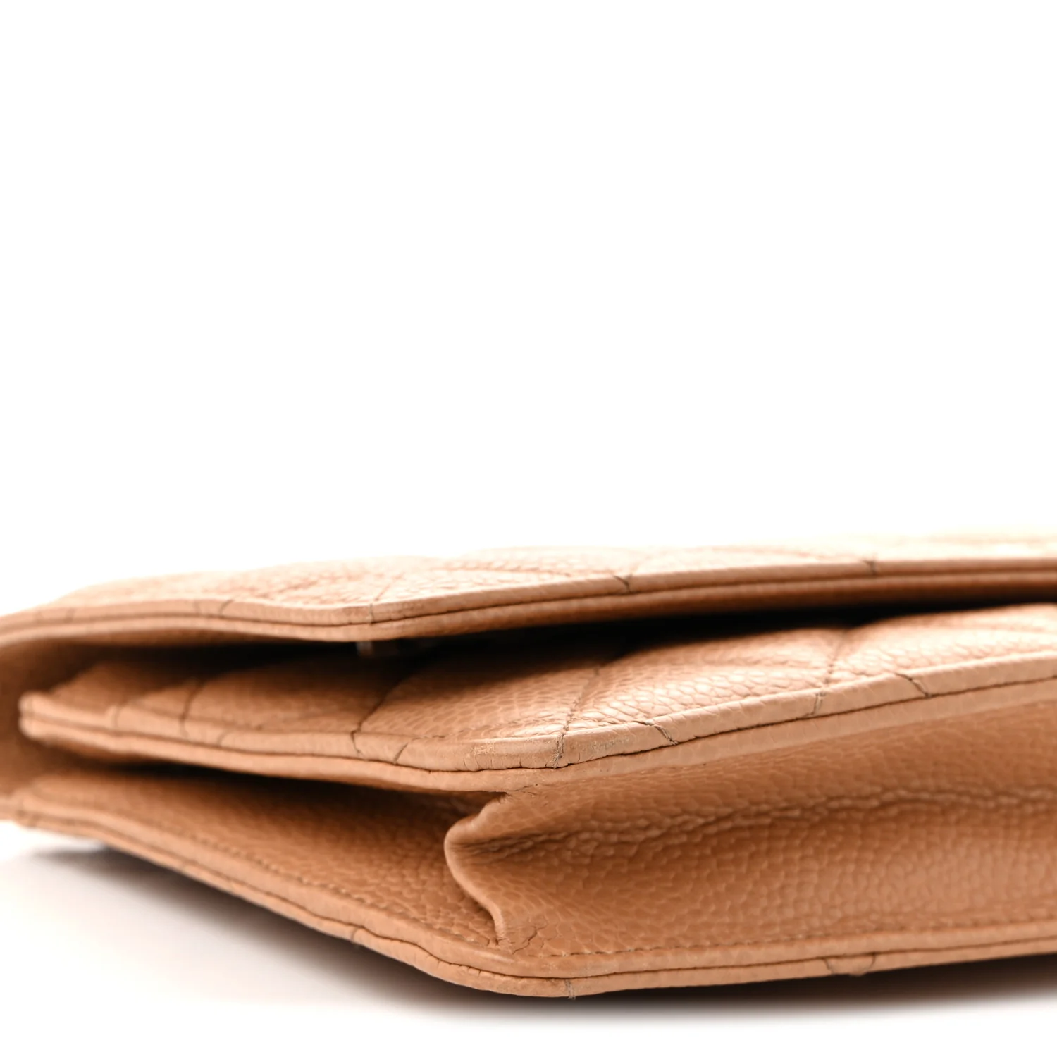 Caviar Quilted Wallet on Chain WOC Beige - Top Club