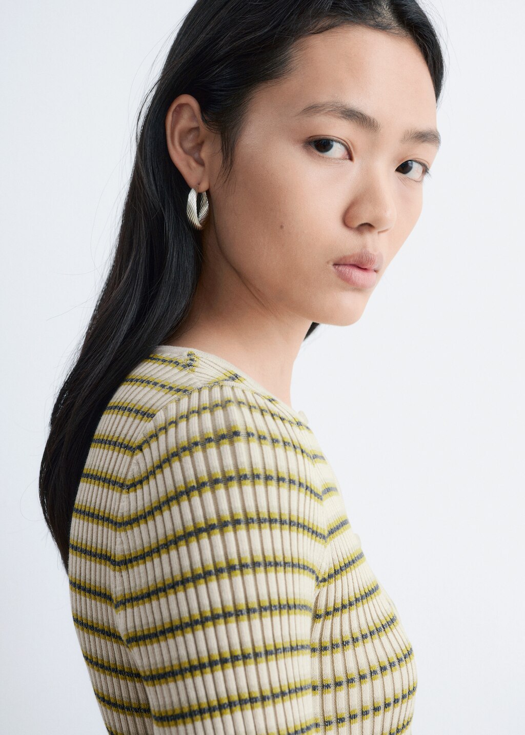 & Other Stories KEYHOLE-FRONT RIB-KNIT CARDIGAN