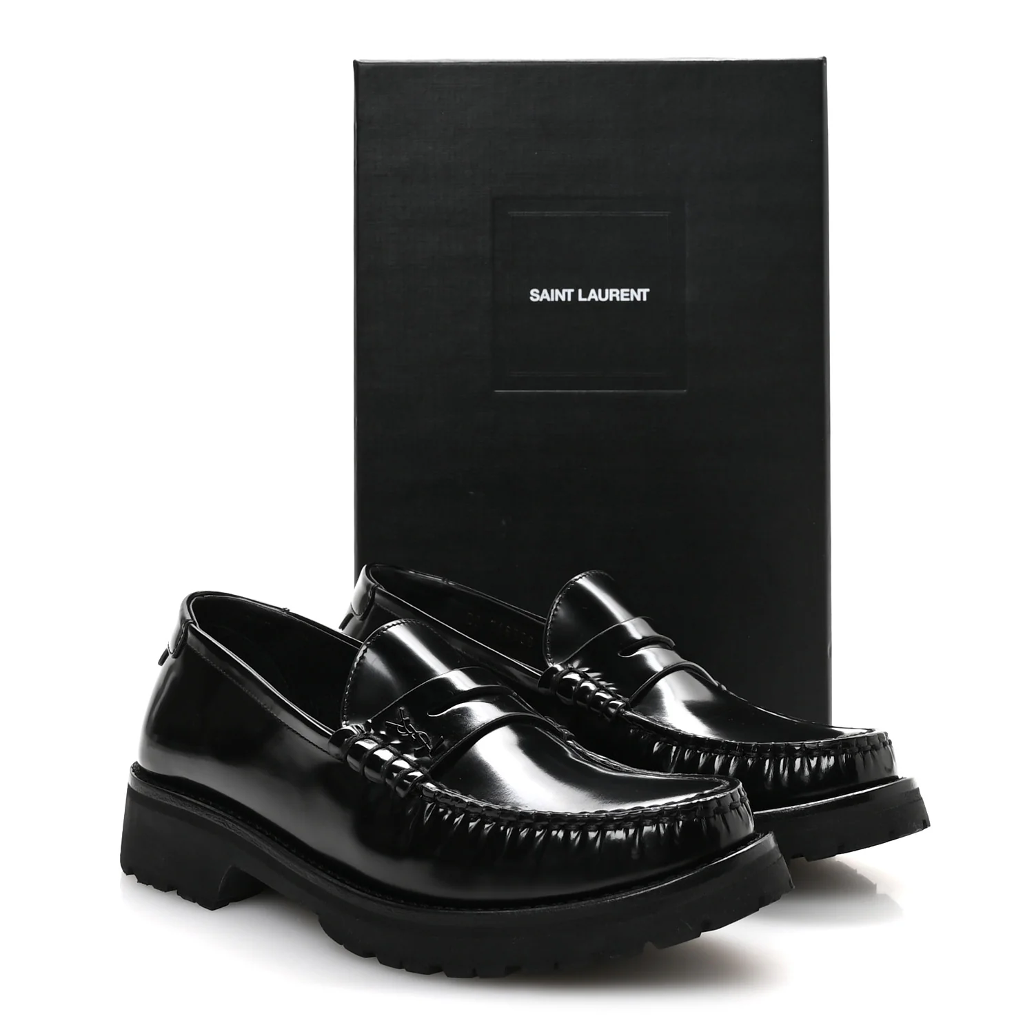 Glazed Calfskin Chunky Le Loafer Penny Slippers 38 Black - Top Club