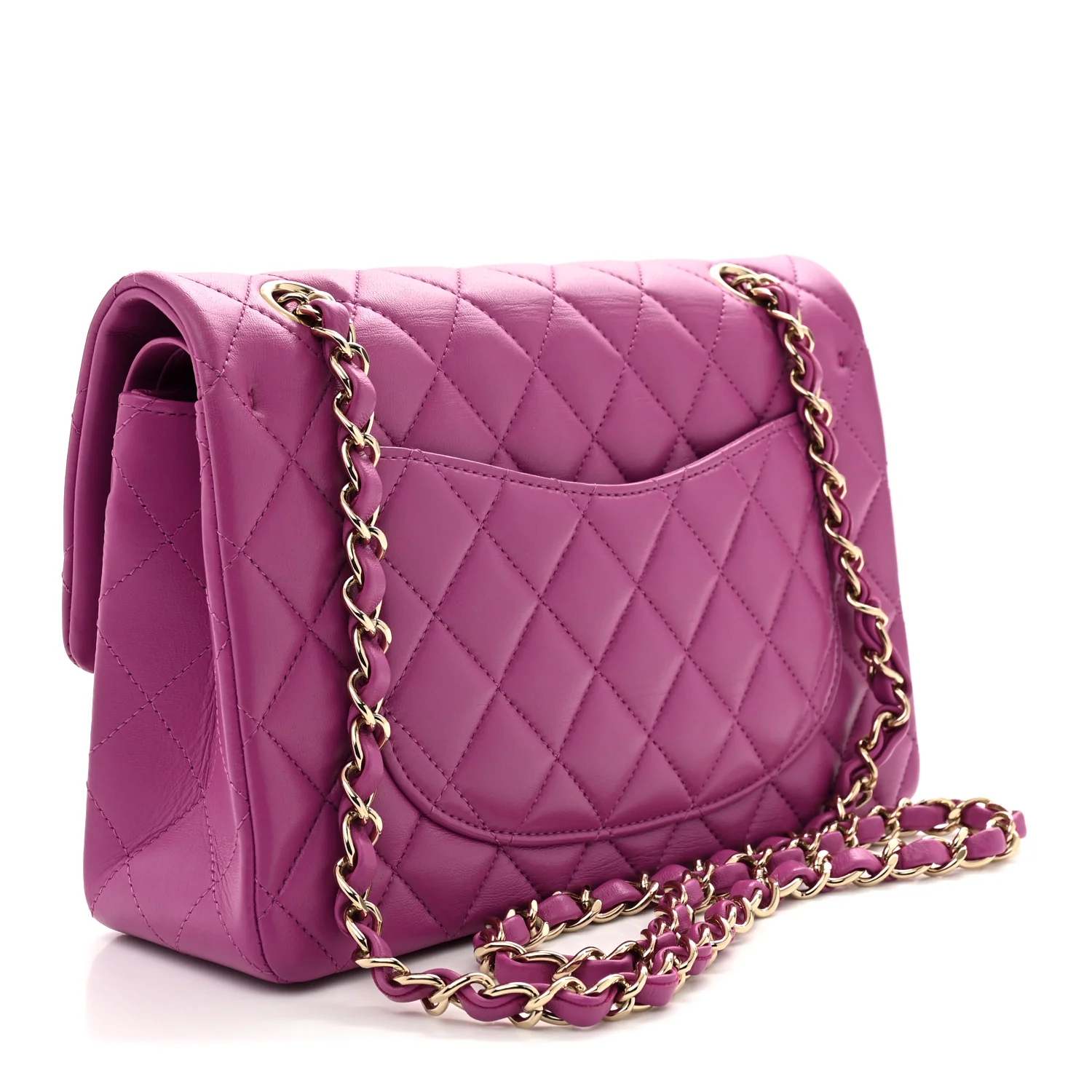 Lambskin Quilted Small Double Flap Purple - Top Club
