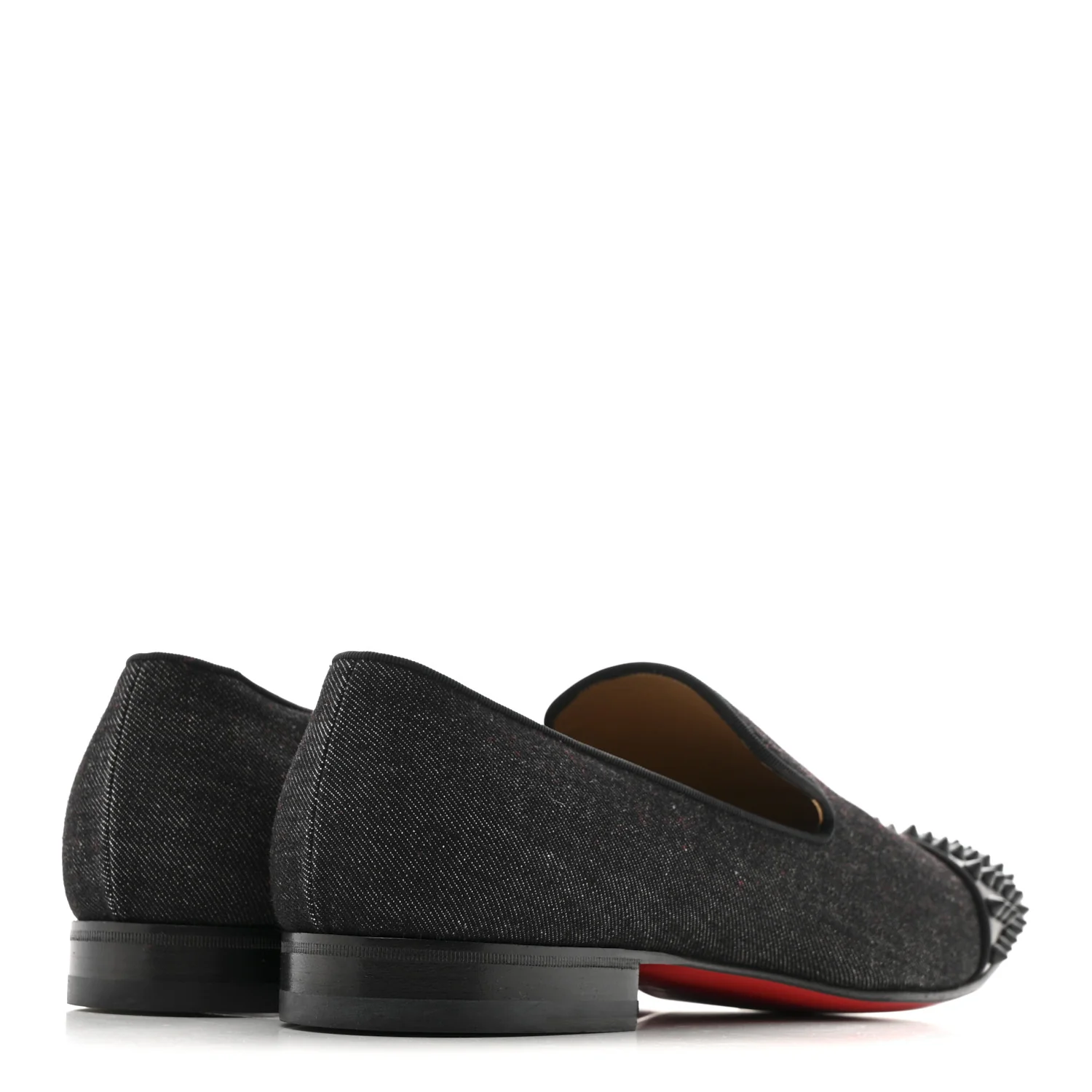 Mens Matte Denim Spooky Spike Flat Loafers 45 Black - Top Club