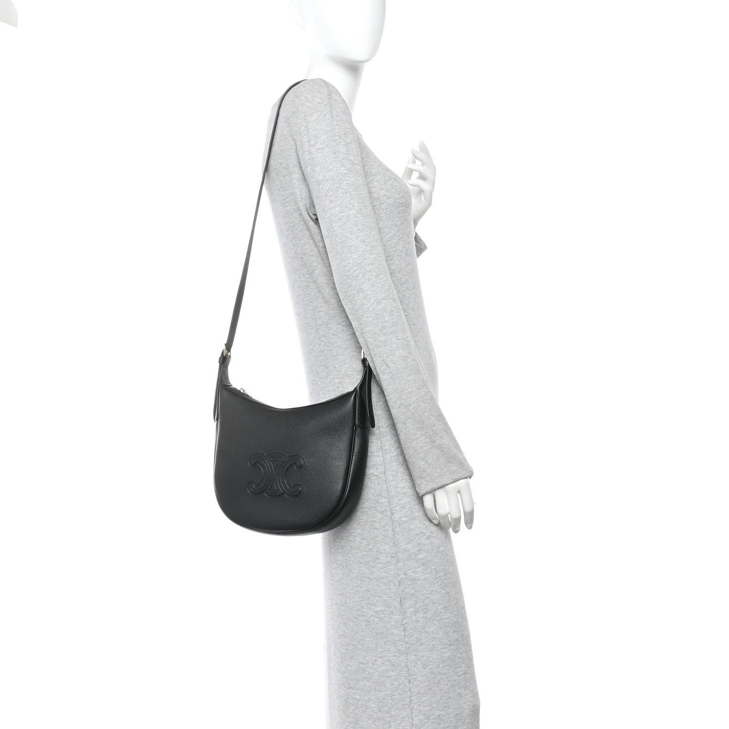Supple Calfskin Cuir Triomphe Small Heloise Shoulder Bag Black