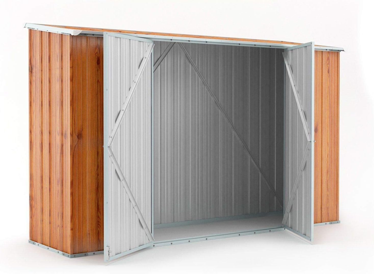 Notek Box in Acciaio Zincato Casetta da Giardino in Lamiera 3.07 x 1.00 m x h1.92 m - 67 kg – 3,07 Metri Quadri – Legno