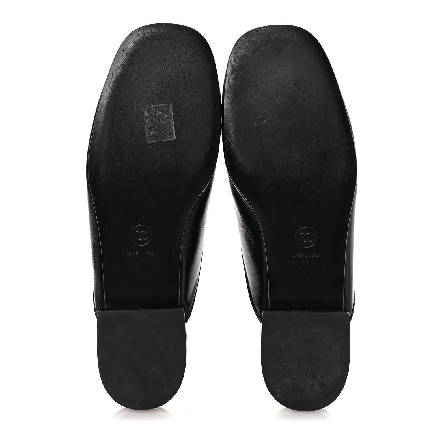 Shiny Calfskin Crystal CC Mules 41 Black - Top Club