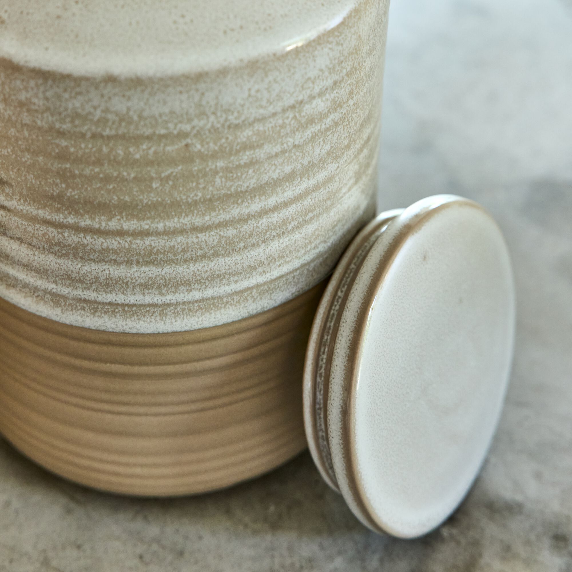 BOCARA - Bocal avec couvercle 1,95L en grès - beige